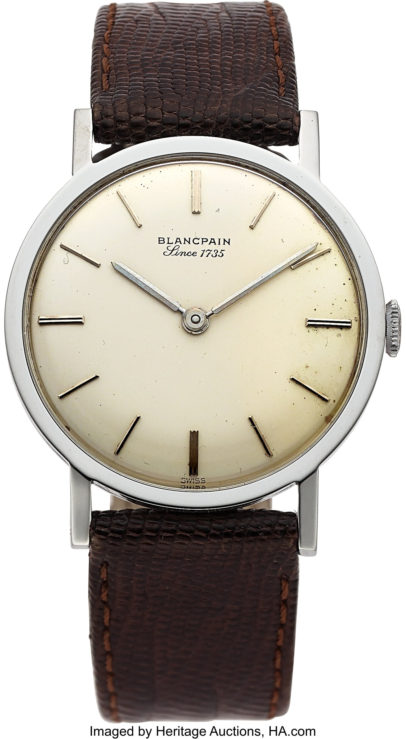 Blancpain Vintage Thinline, Stainless Steel Cas: Blancpain Vintage Thinline, Stainless Steel Case: 33 mm, stainless steel, two body, No. 16856 Dial: cream dial, steel line hour indexes, steel