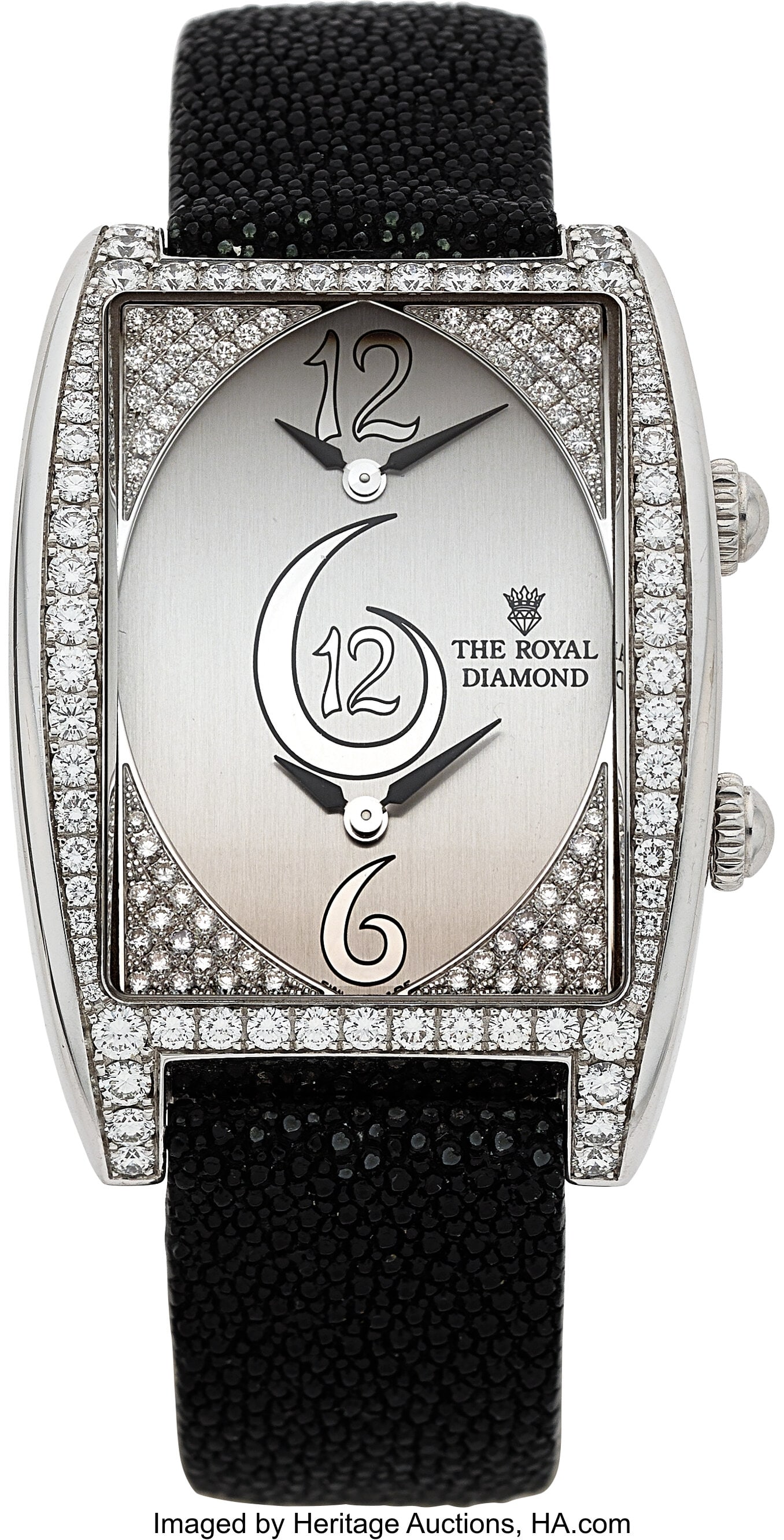 Chatila "The Royal Diamond", Diamond Set Bezel, : Chatila "The Royal Diamond", Diamond Set Bezel, Ref. BA90 Case: 32.5 mm x 39 mm, 18k white gold, two body, eight screw case back, two crowns&com