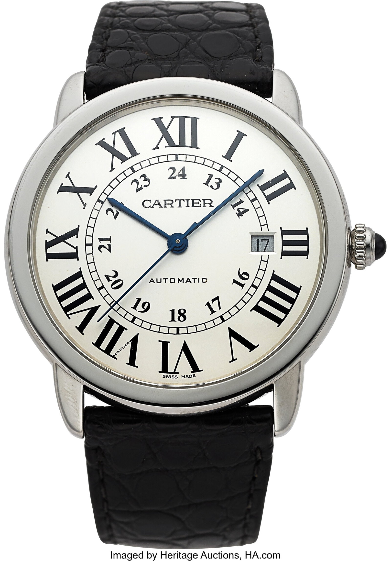Cartier Ronde Solo, Stainless Steel, Ref. 3802 : Cartier Ronde Solo, Stainless Steel, Ref. 3802 Case: 42 mm, stainless steel, two body, eight screw case back, gem set crown, No. 531130WX 