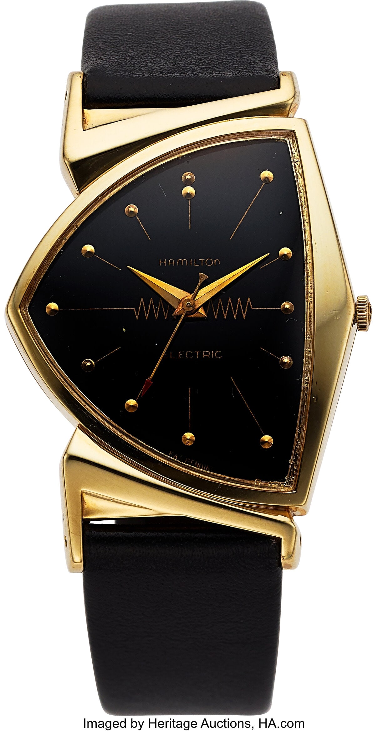Hamilton Pacer, Electric Movement, 14k Yellow Go: Hamilton Pacer, Electric Movement, 14k Yellow Gold Case: 31 mm x 45 mm, 14k yellow gold, two body, snap-on case back, No. S424181 Dial: black dia