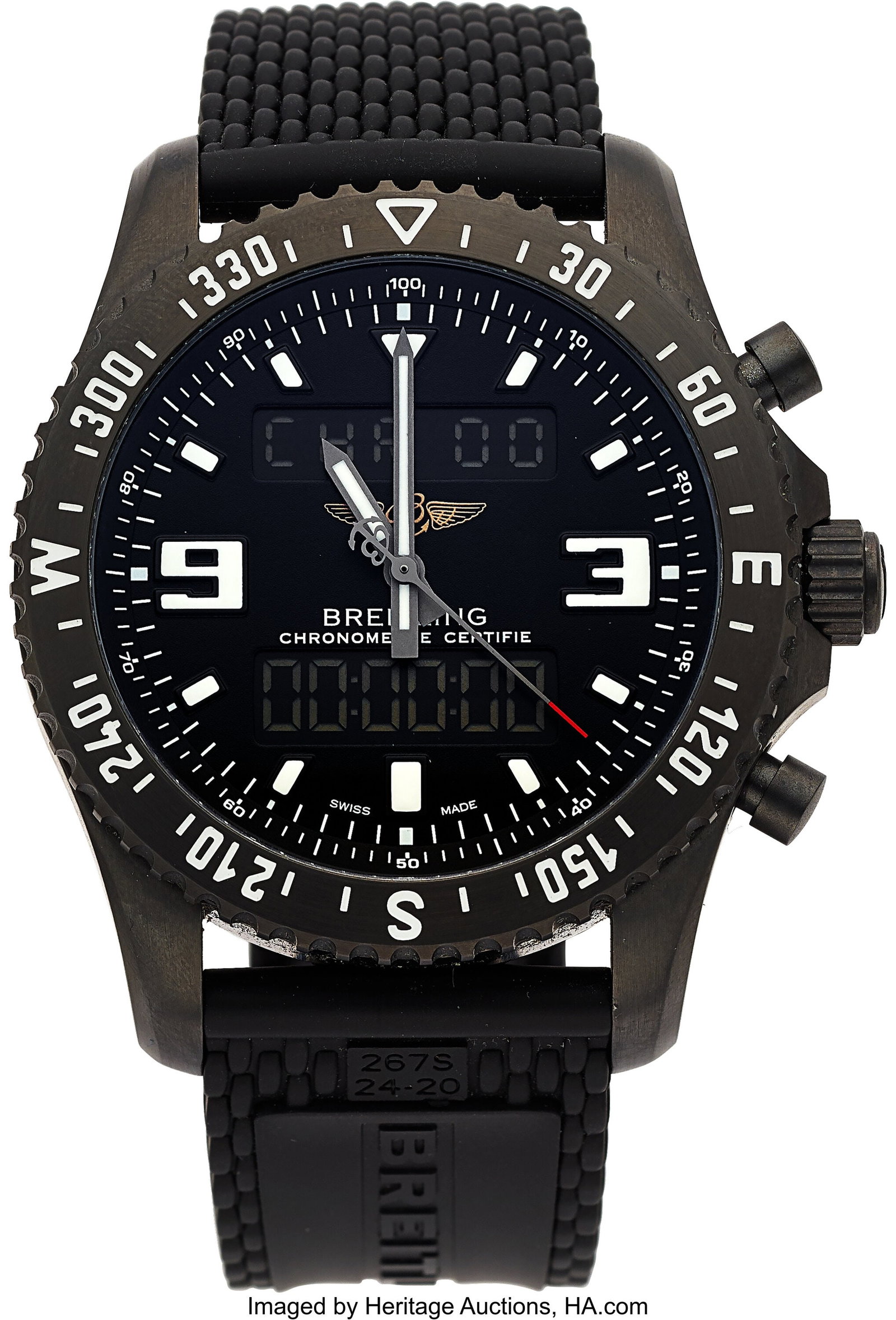 Breitling Professional Chronospace Military, Ref: Breitling Professional Chronospace Military, Ref. M78367 Case: 46 mm, DLC coated stainless steel, three body, screw-down case back, bidirectional rotating be