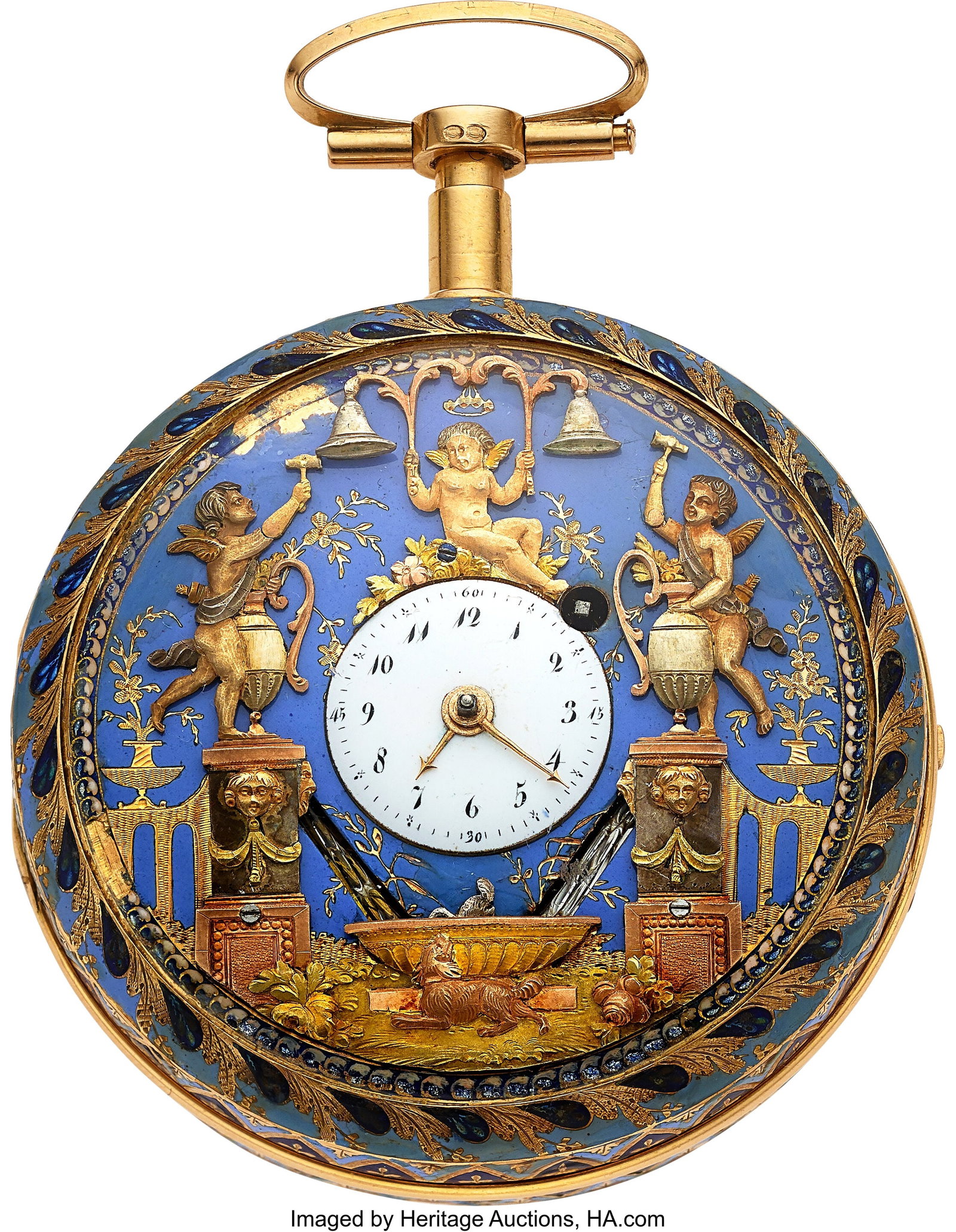Frères Veigneur à Genève, "The Swan" Fine And: Frères Veigneur à Genève, "The Swan" Fine And Rare 18k Gold and Enamel Repeater, Five Motion Automaton, For Restoration, circa 1790 Case: 54 mm&comma