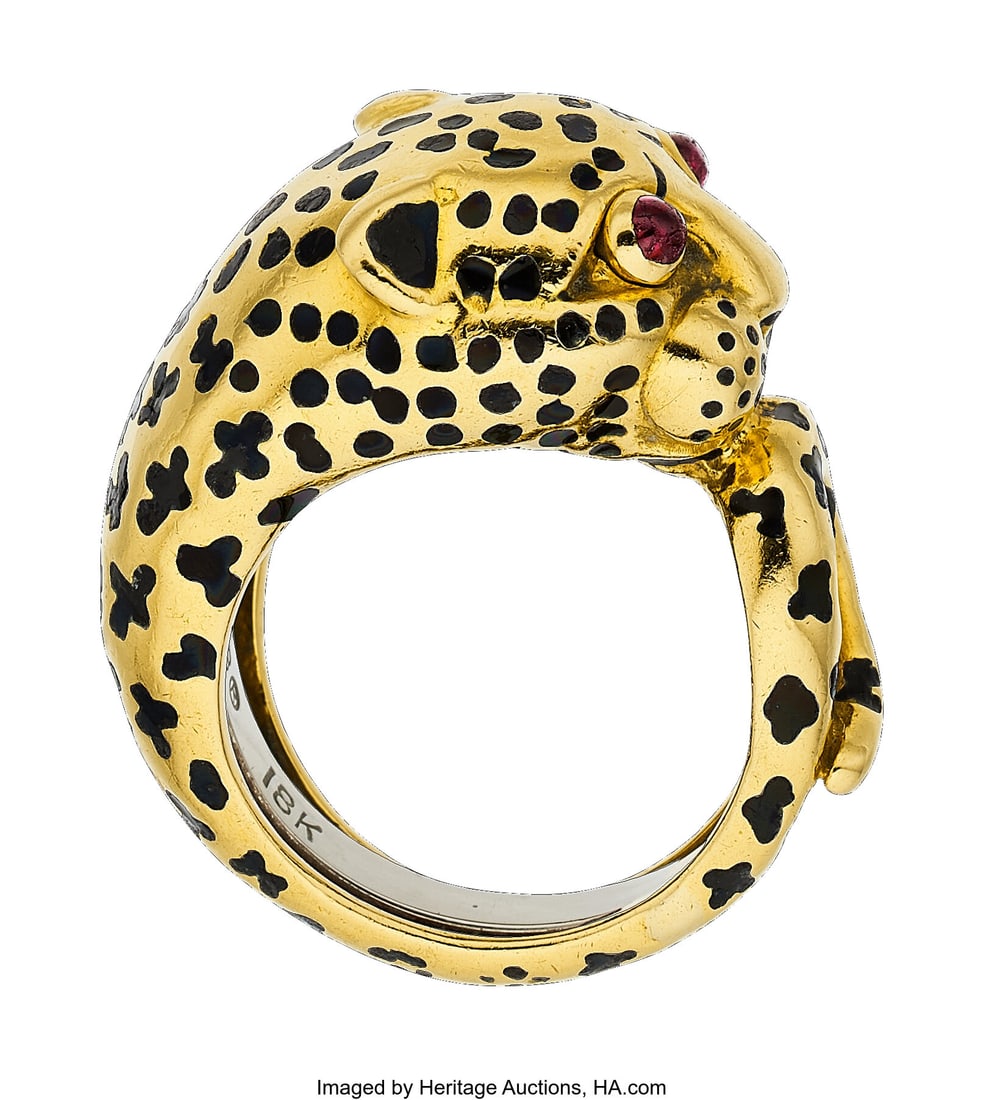 David Webb Ruby, Enamel, Gold Ring Stones: Ruby - 2