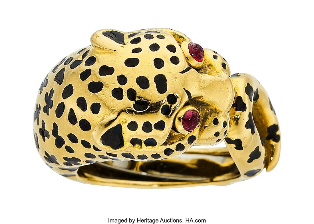 David Webb Ruby, Enamel, Gold Ring Stones: Ruby - 3