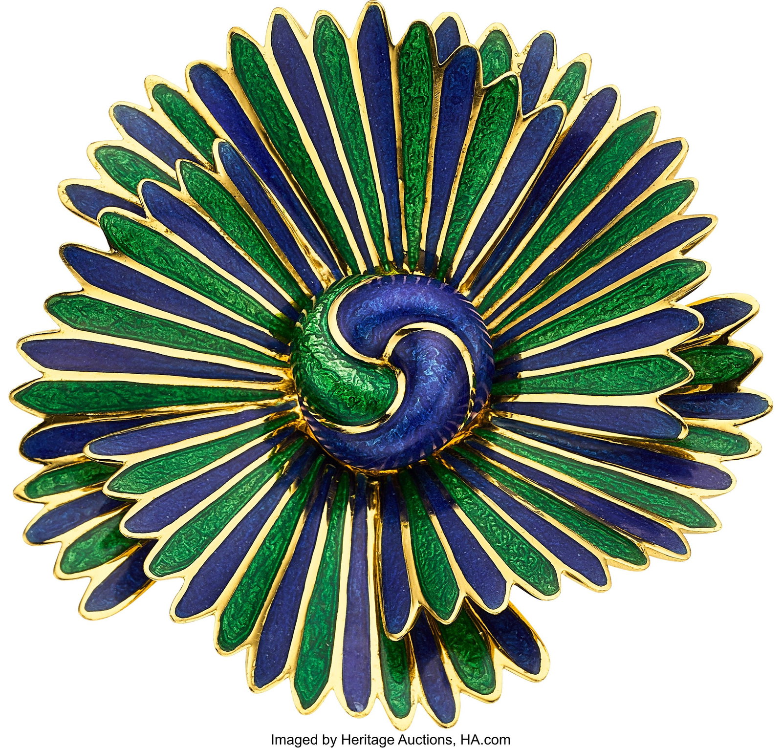 David Webb Enamel, Gold Pendant-Brooch Element:: David Webb Enamel, Gold Pendant-Brooch Element: Enamel Metal: 18k gold Marked: David Webb Gross Weight: 52.50 grams Dimensions: 2-3/8 inches x 2-3/8