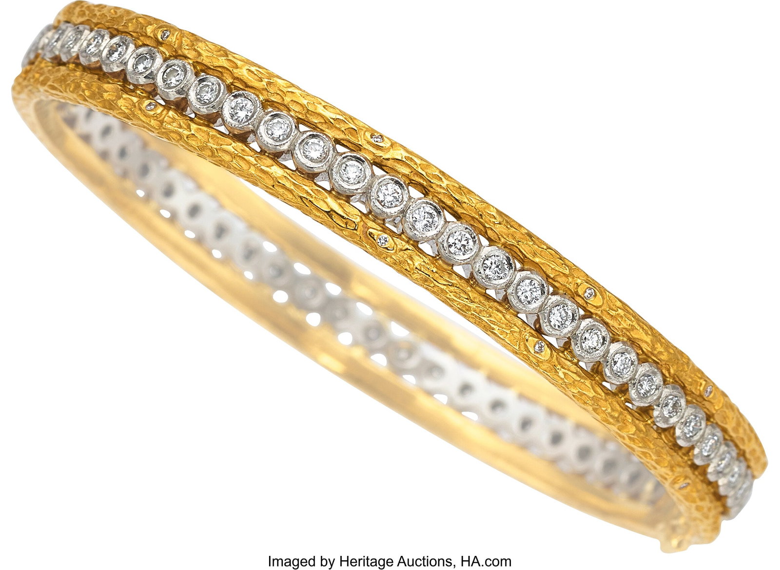 Cathy Waterman Diamond, Platinum, Gold Bracelet : Cathy Waterman Diamond, Platinum, Gold Bracelet Stones: Full-cut diamonds weighing a total of approximately 1.65 carats Metal: Platinum, 22k, and 18k gold &l