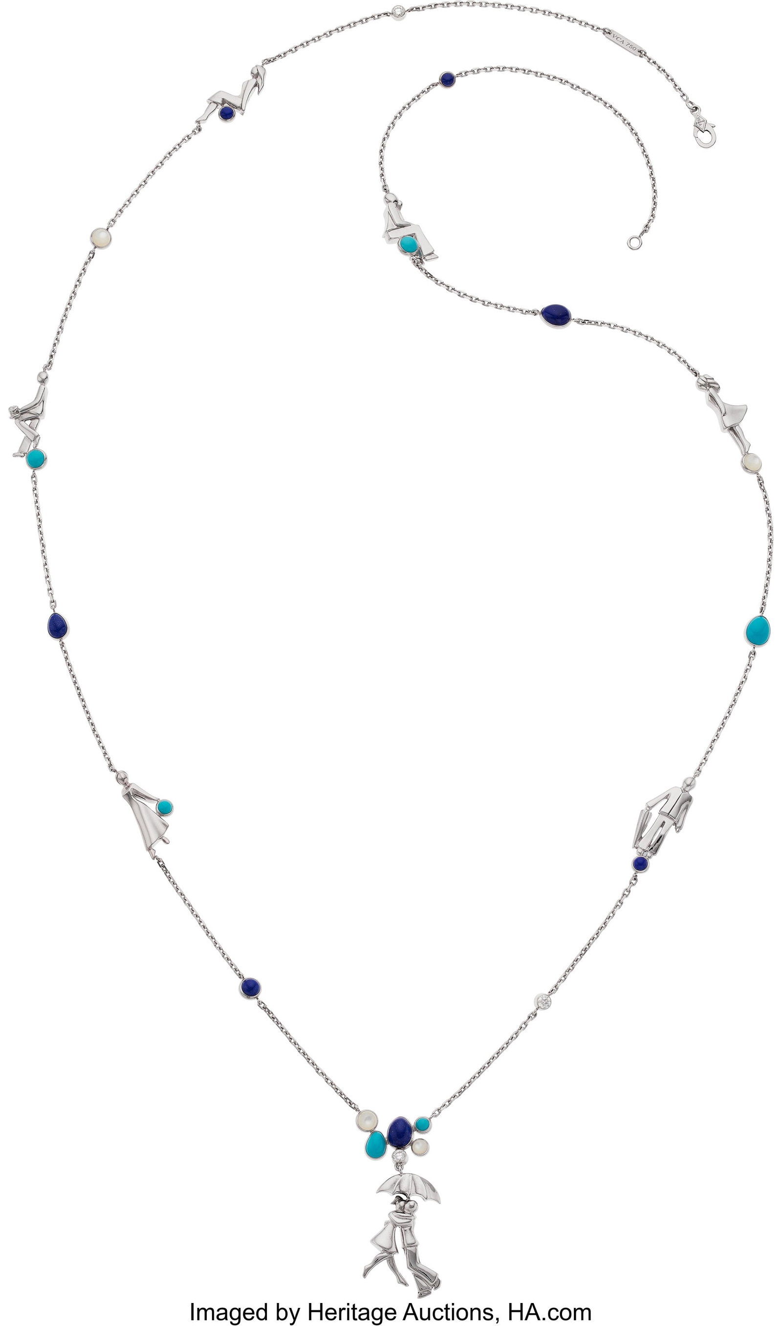 Van Cleef & Arpels Multi-Stone, Diamond, White : Van Cleef & Arpels Multi-Stone, Diamond, White Gold Necklace, French, circa 2010 Stones: Full-cut diamonds weighing a total of approximately 0.20 carat; l