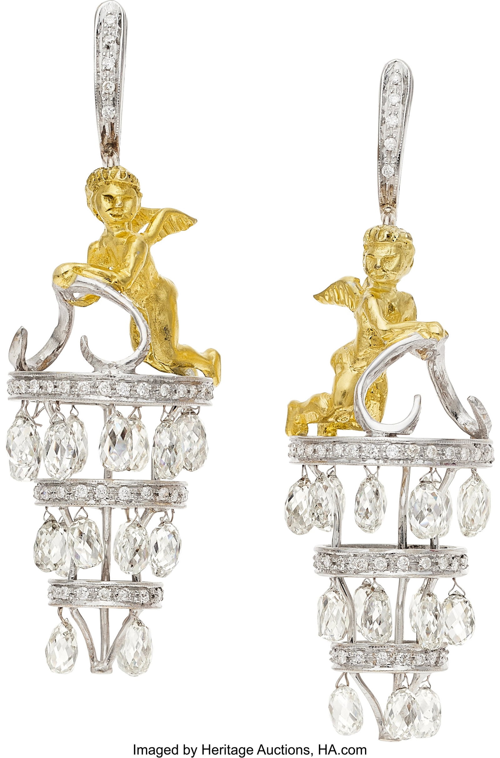 Diamond, Gold Earrings Stones: Single-cut diamo (1 of 1)