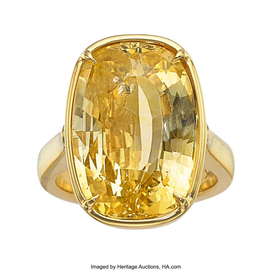 Ceylon Yellow Sapphire, Gold Ring Stones: Cushi (1 of 5)