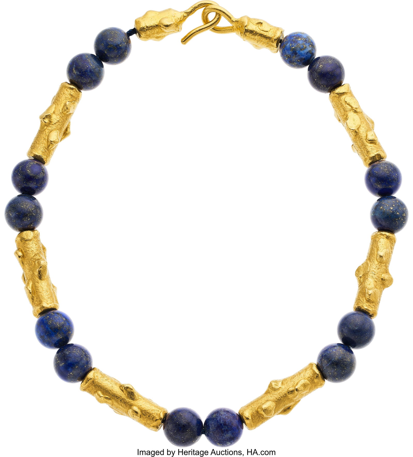 Jean Mahie Lapis Lazuli, Gold Necklace Stones: : Jean Mahie Lapis Lazuli, Gold Necklace Stones: Lapis lazuli beads Metal 22k gold Marked: for Jean Mahie Gross Weight: 119.70 grams Dimensions: 15 inches x 1/2 