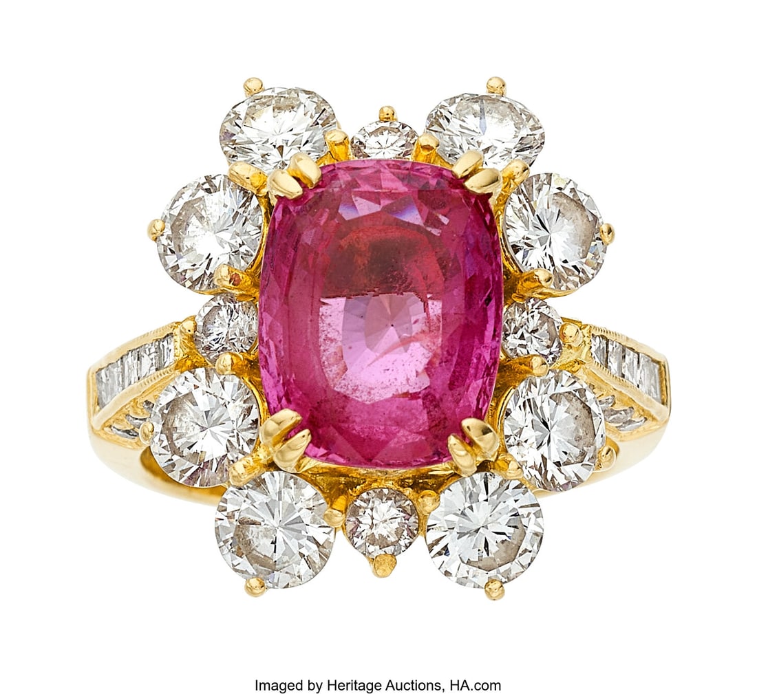 Pink Sapphire, Diamond, Gold Ring Stones: Cushi (1 of 5)