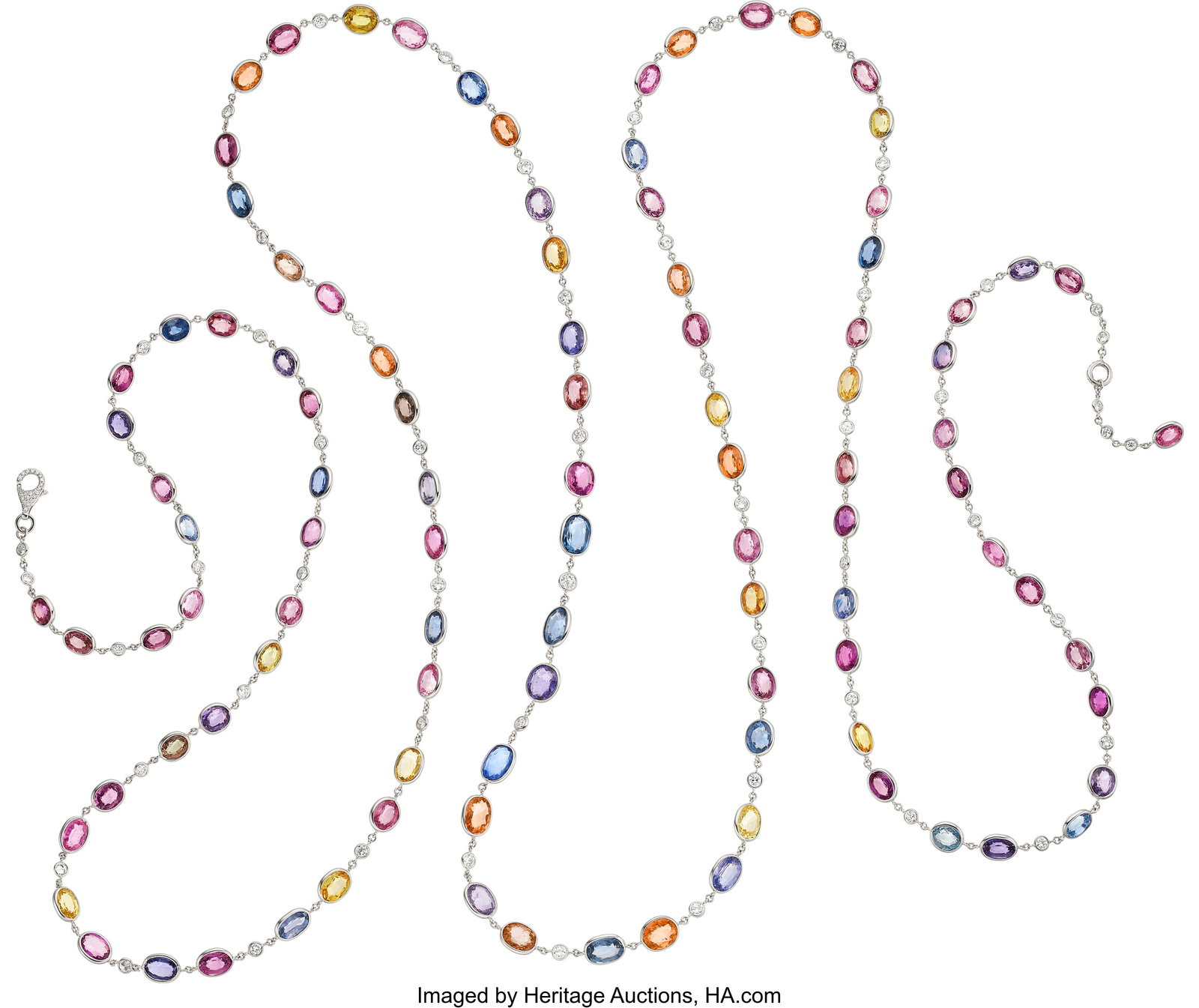 Multi-Color Sapphire, Diamond, White Gold Neckla (1 of 1)
