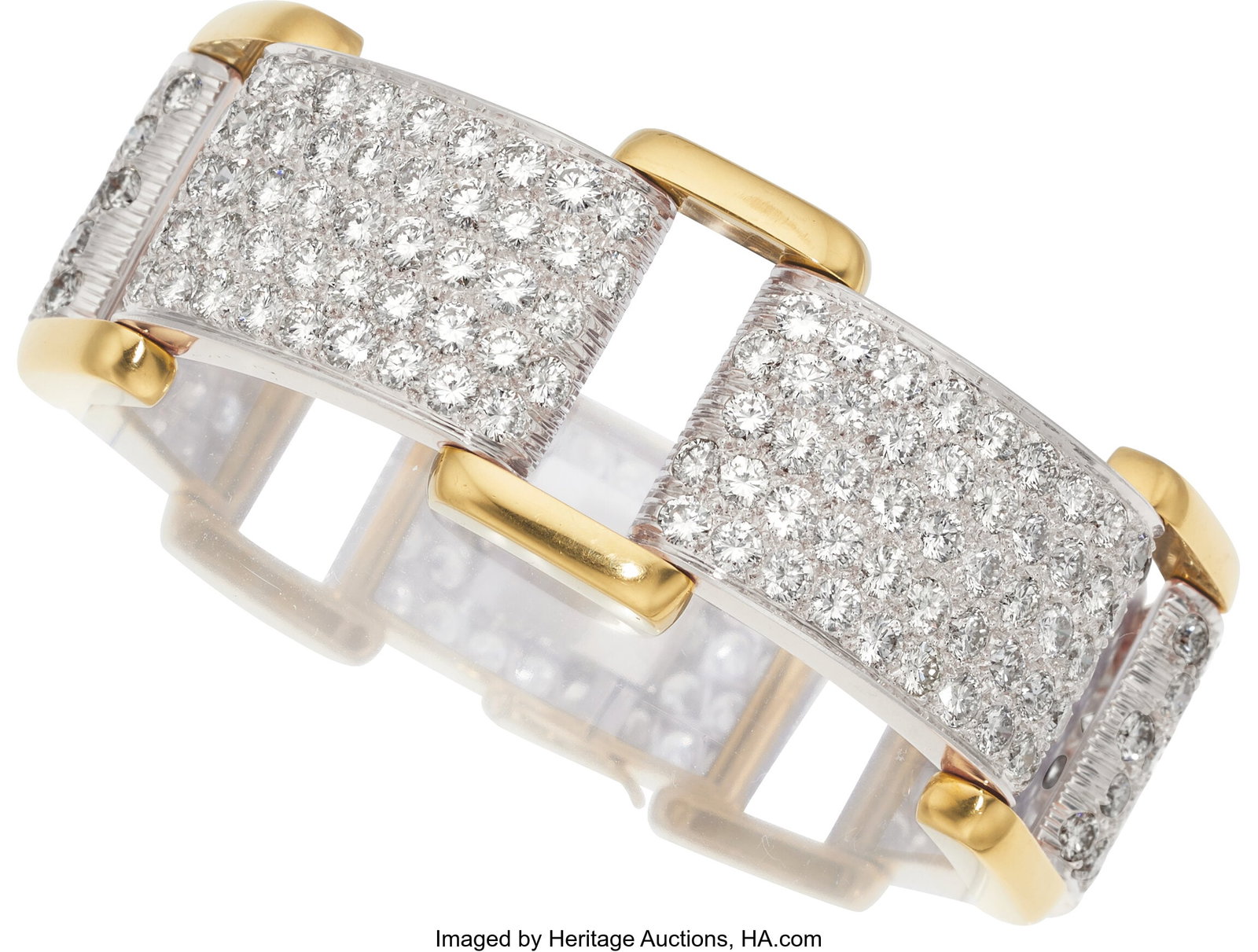 David Webb Diamond, Platinum, Gold Bracelet Sto: David Webb Diamond, Platinum, Gold Bracelet Stones: Full-cut diamonds weighing a total of approximately 19.15 carats Metal: Platinum and 18k gold Marked: David Web