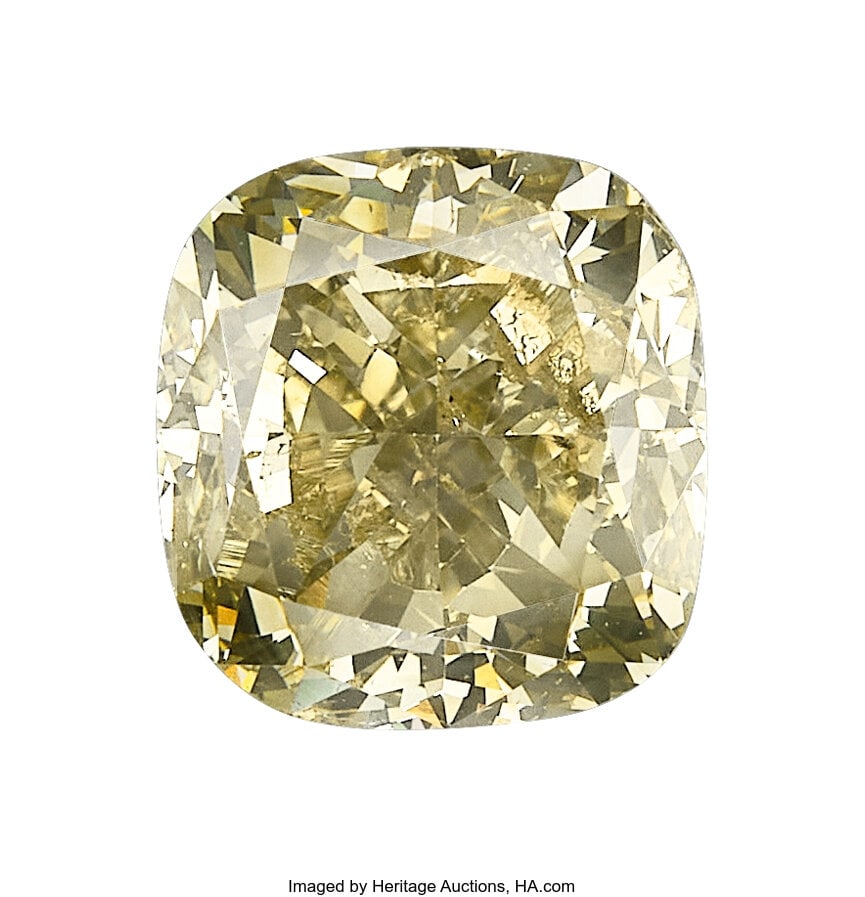 2.00 ct Fancy Dark Gray-Greenish Yellow Diamond: 2.00 ct Fancy Dark Gray-Greenish Yellow Diamond Shapes: Cushion Measurements: 6.97 x 6.57 x 4.90 mm Color: Fancy Dark Gray-Greenish Yellow Report:
