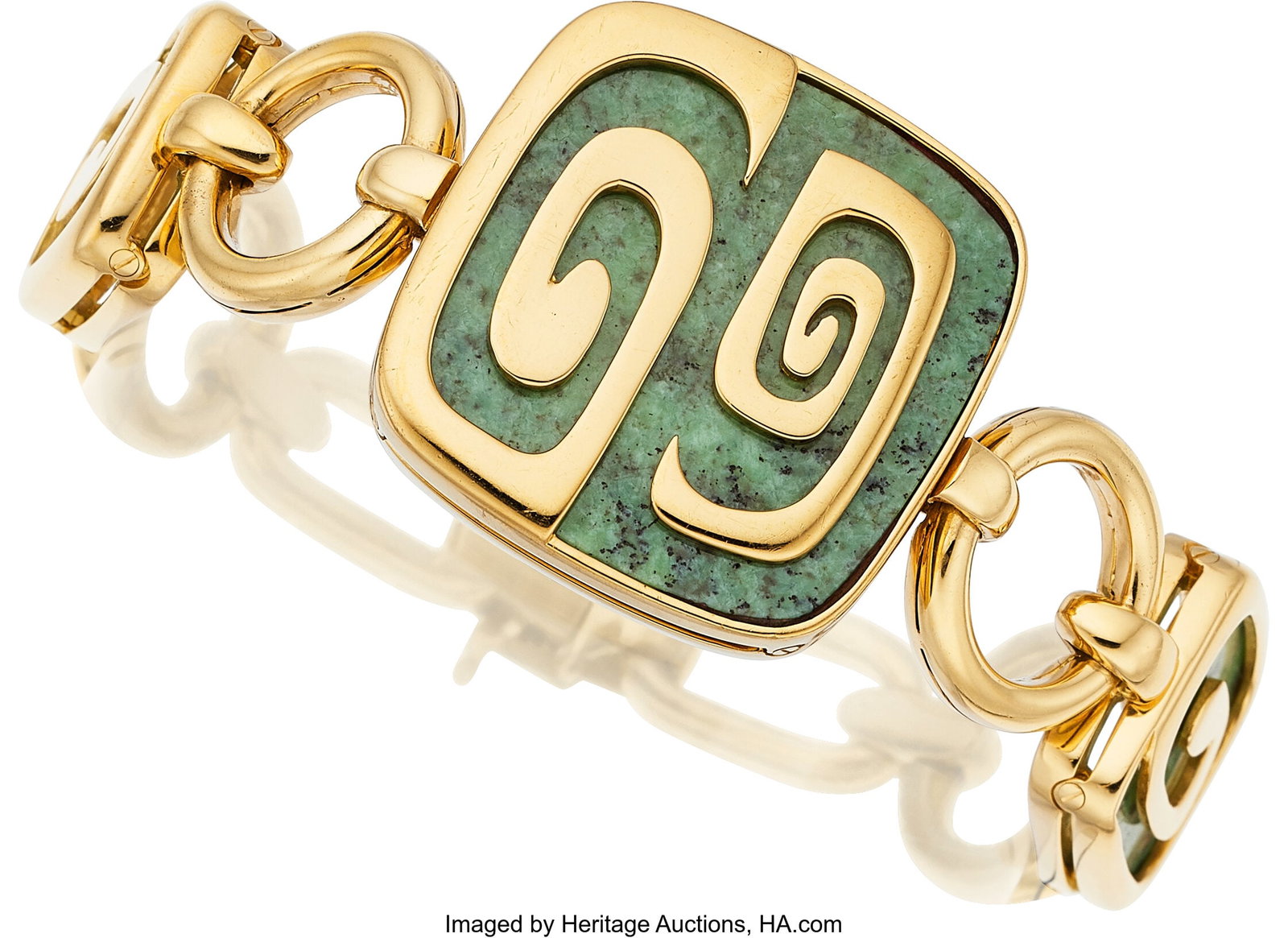 Bvlgari Nephrite Jade, Gold Bracelet, circa 1970 (1 of 3)
