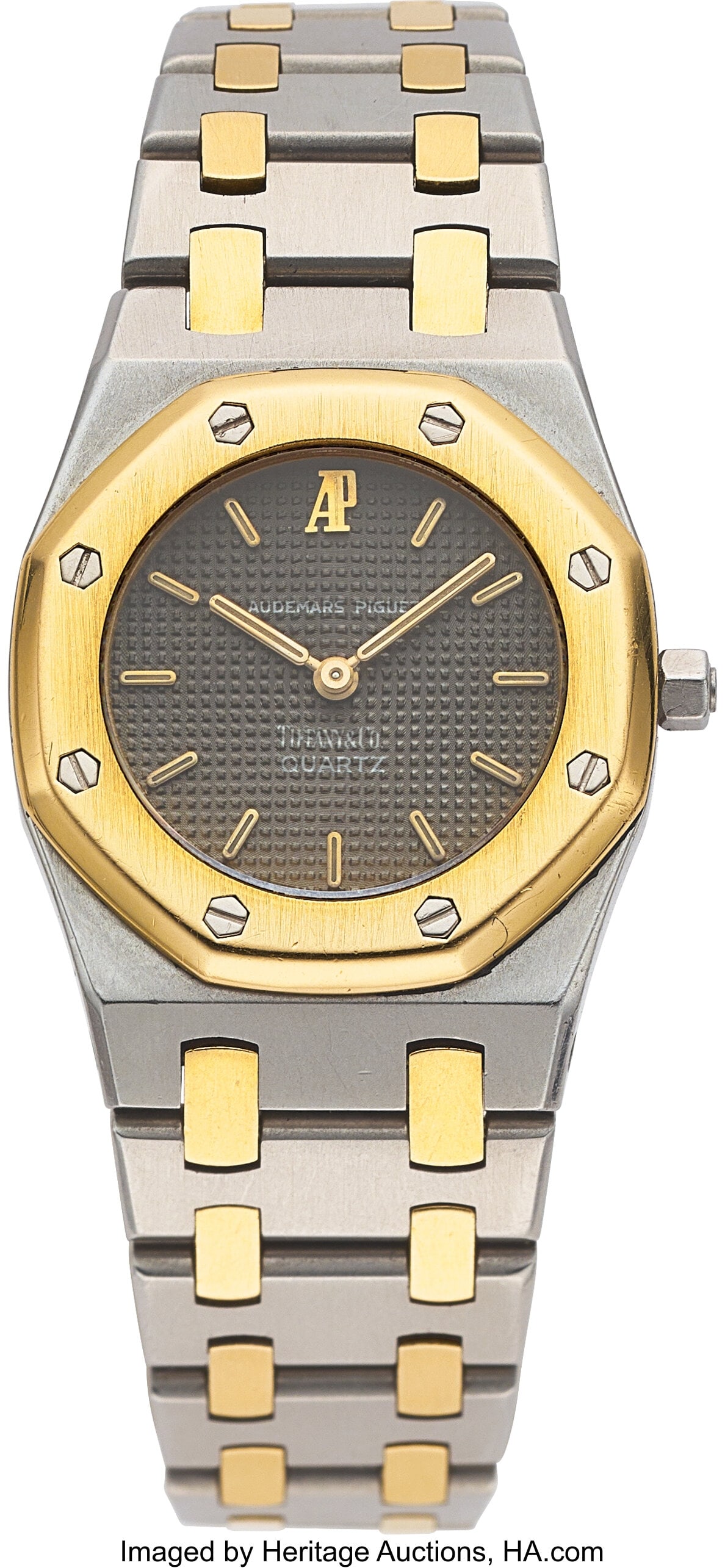 Audemars Piguet for Tiffany & Co. Gold, Stainle: Audemars Piguet for Tiffany & Co. Gold, Stainless Steel "Royal Oak" Watch Case: 26 mm, tonneau, stainless steel, caseback secured by 8 screws, 18k gold o