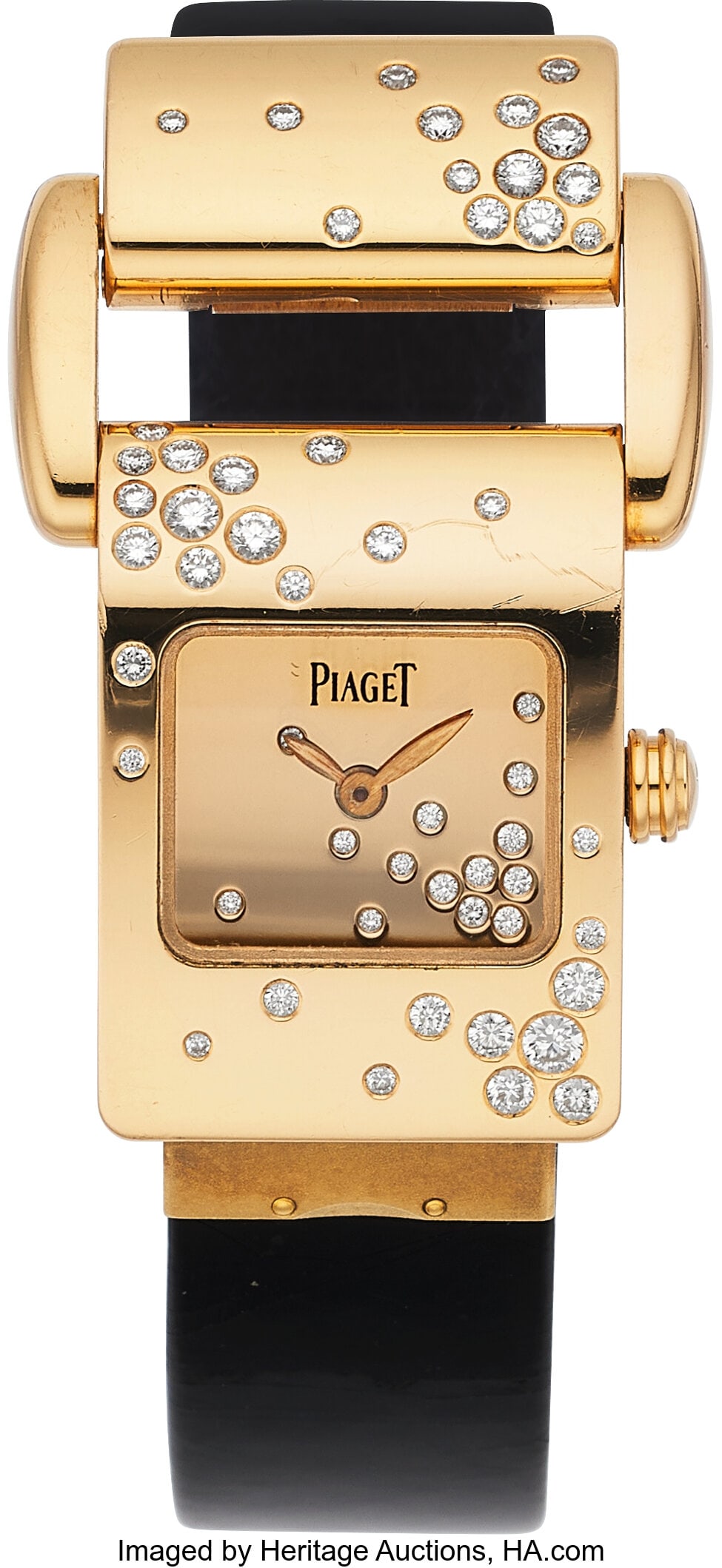 Piaget Diamond, Gold "Miss Protocole" Watch Cas: Piaget Diamond, Gold "Miss Protocole" Watch Case: 24 x 17 mm, rectangle, 18k gold, back secured by 4 screws, diamond-set bezel synthetic sapphire crystal, P10