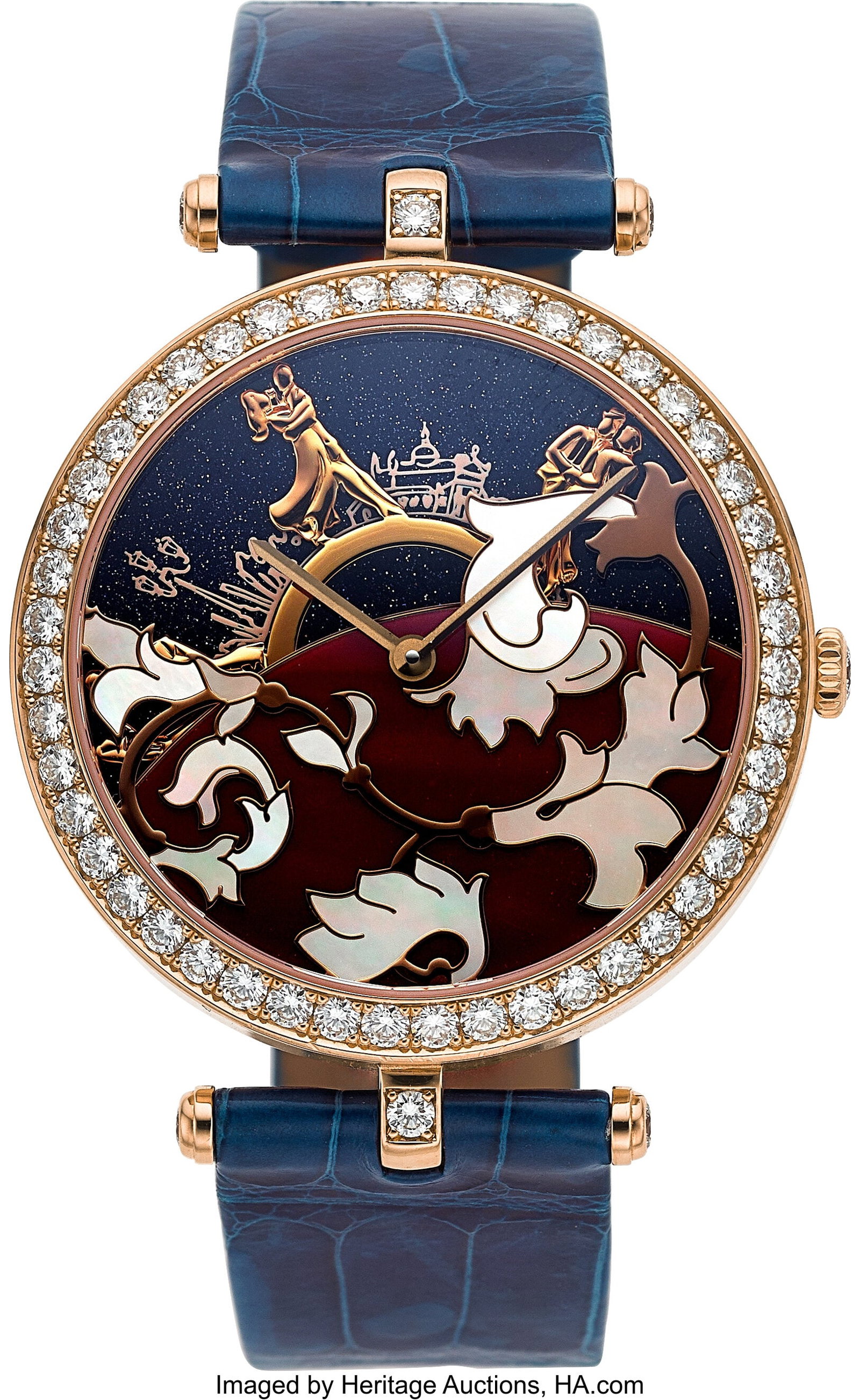 Van Cleef & Arpels Diamond, Mother-of-Pearl, Ro: Van Cleef & Arpels Diamond, Mother-of-Pearl, Rose Gold "Bal du Siècle" Watch Case: 38 mm, round, 18k rose gold, back secured by 4 screws, diamond-s