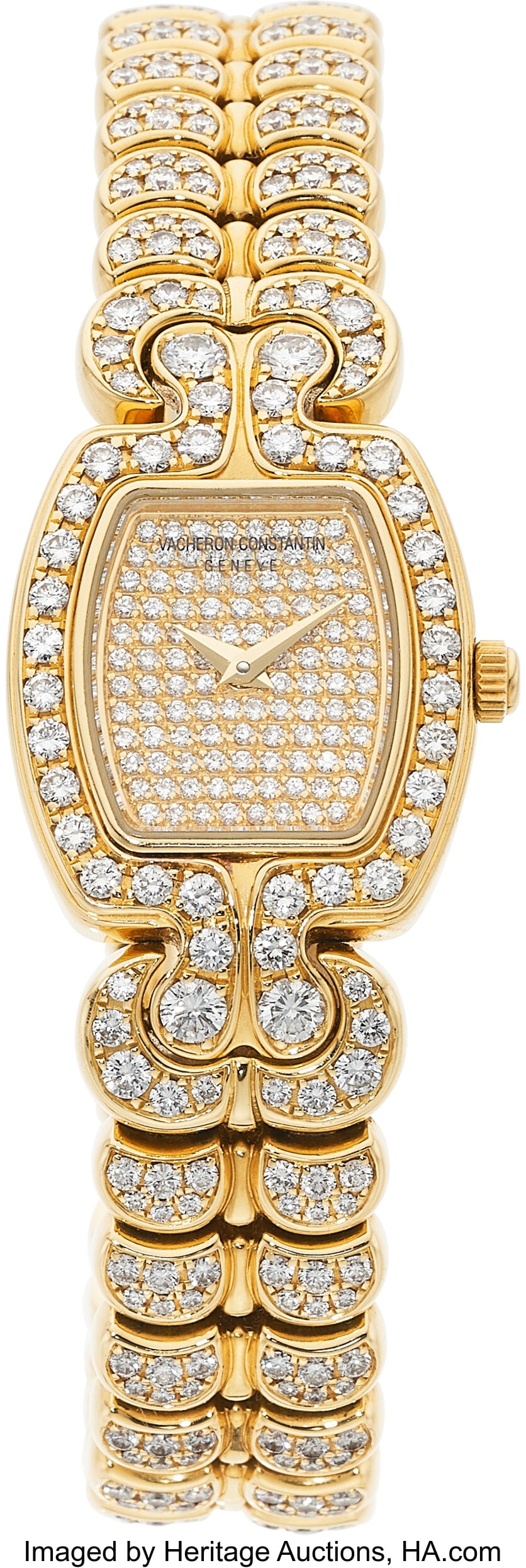 Vacheron Constantin Diamond, Gold Watch Case: 2: Vacheron Constantin Diamond, Gold Watch Case: 22 x 20 mm, tonneau, 18k gold, back secured by 8 screws, diamond-set bezel, synthetic sapphire crystal, 67