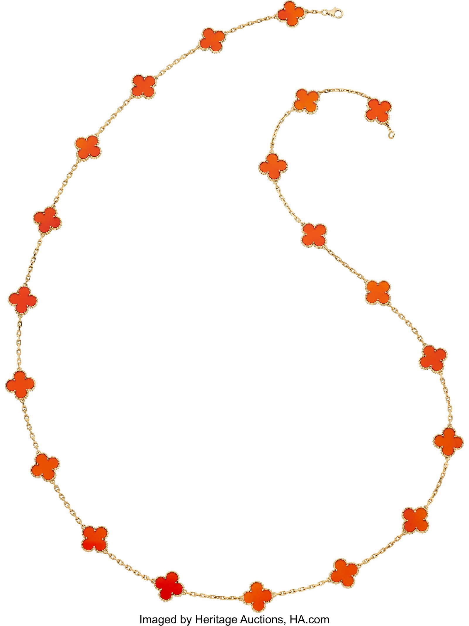 Van Cleef & Arpels Carnelian, Gold Necklace, Fre: Van Cleef & Arpels Carnelian, Gold Necklace, French Stones: Carved carnelian Metal: 18k gold Marked: for Van Cleef & Arpels; French hallmarks Collection&colo