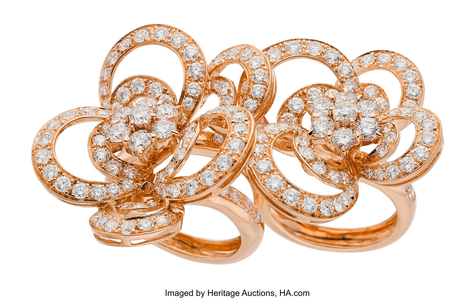 Diamond, Rose Gold Ring Stones: Full-cut diamon: Diamond, Rose Gold Ring Stones: Full-cut diamonds weighing a total of approximately 6.00 carats Metal: 18k rose gold Gross Weight: 21.90 grams Size: 6-1&sol
