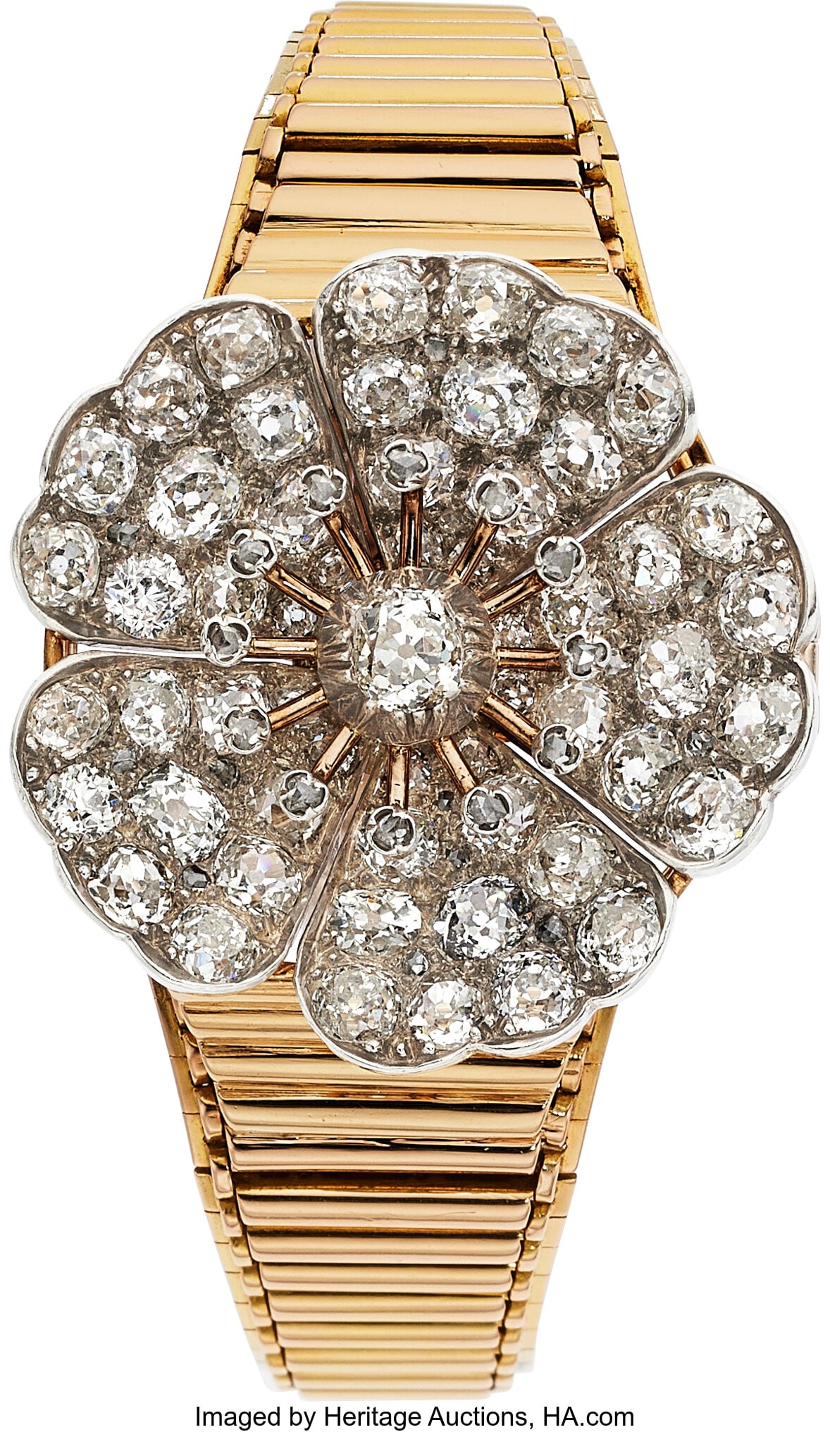 Antique Diamond, Gold, Silver-Topped Gold Conve: Antique Diamond, Gold, Silver-Topped Gold Convertible Pendant-Bracelet Stones: Mine-cut diamonds weighing a total of approximately 8.50 carats; rose-cut diamonds Metal&co
