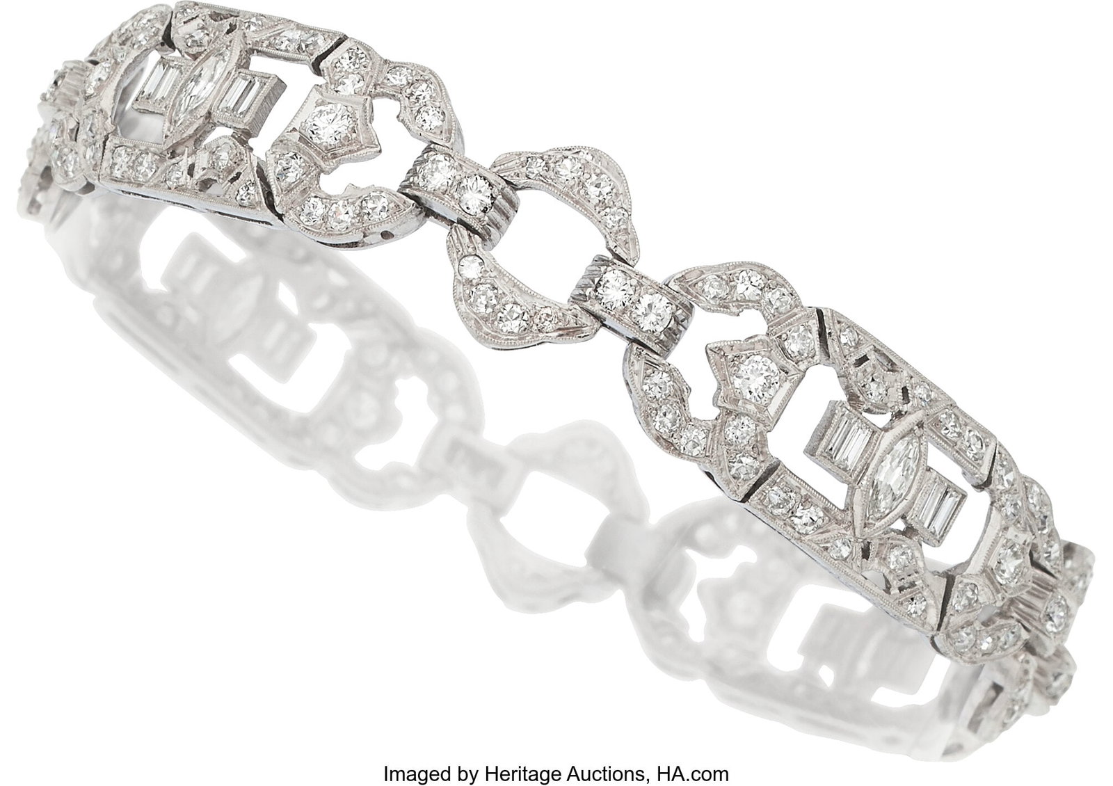 Art Deco Diamond, Platinum Bracelet Stones: Mar (1 of 2)