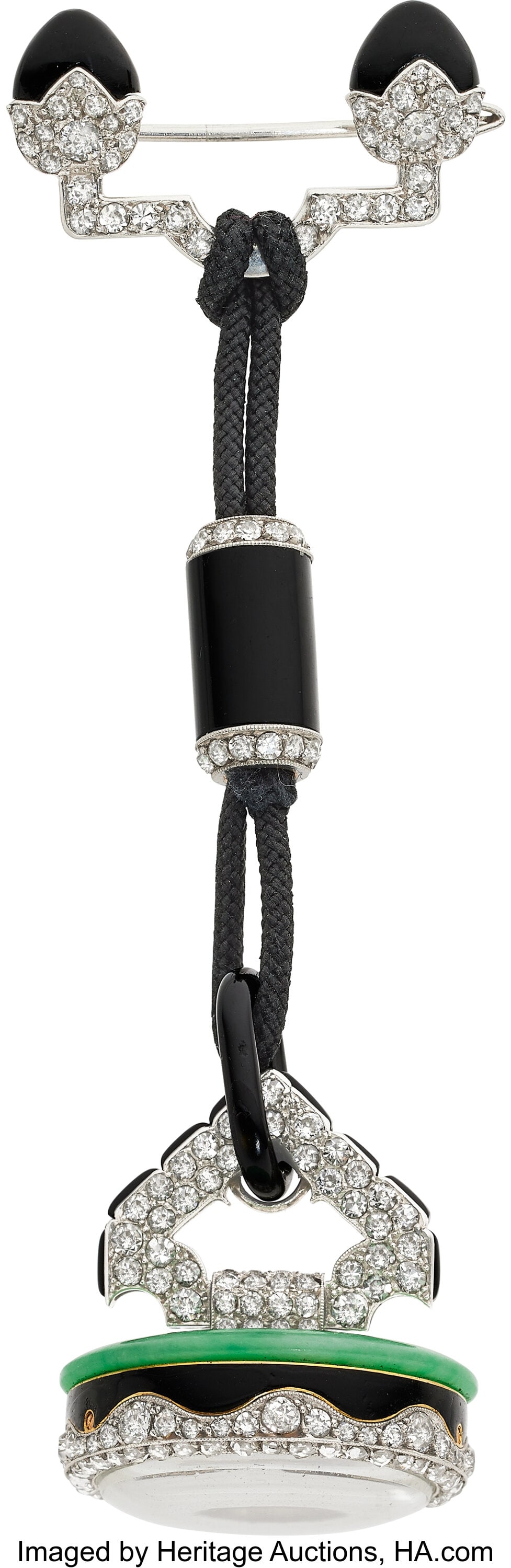 Cartier Art Deco Diamond, Jadeite Jade, Black On: Cartier Art Deco Diamond, Jadeite Jade, Black Onyx, Enamel, Platinum, Gold Watch, French, circa 1925 Case: 25 mm, round, platinum and 18k