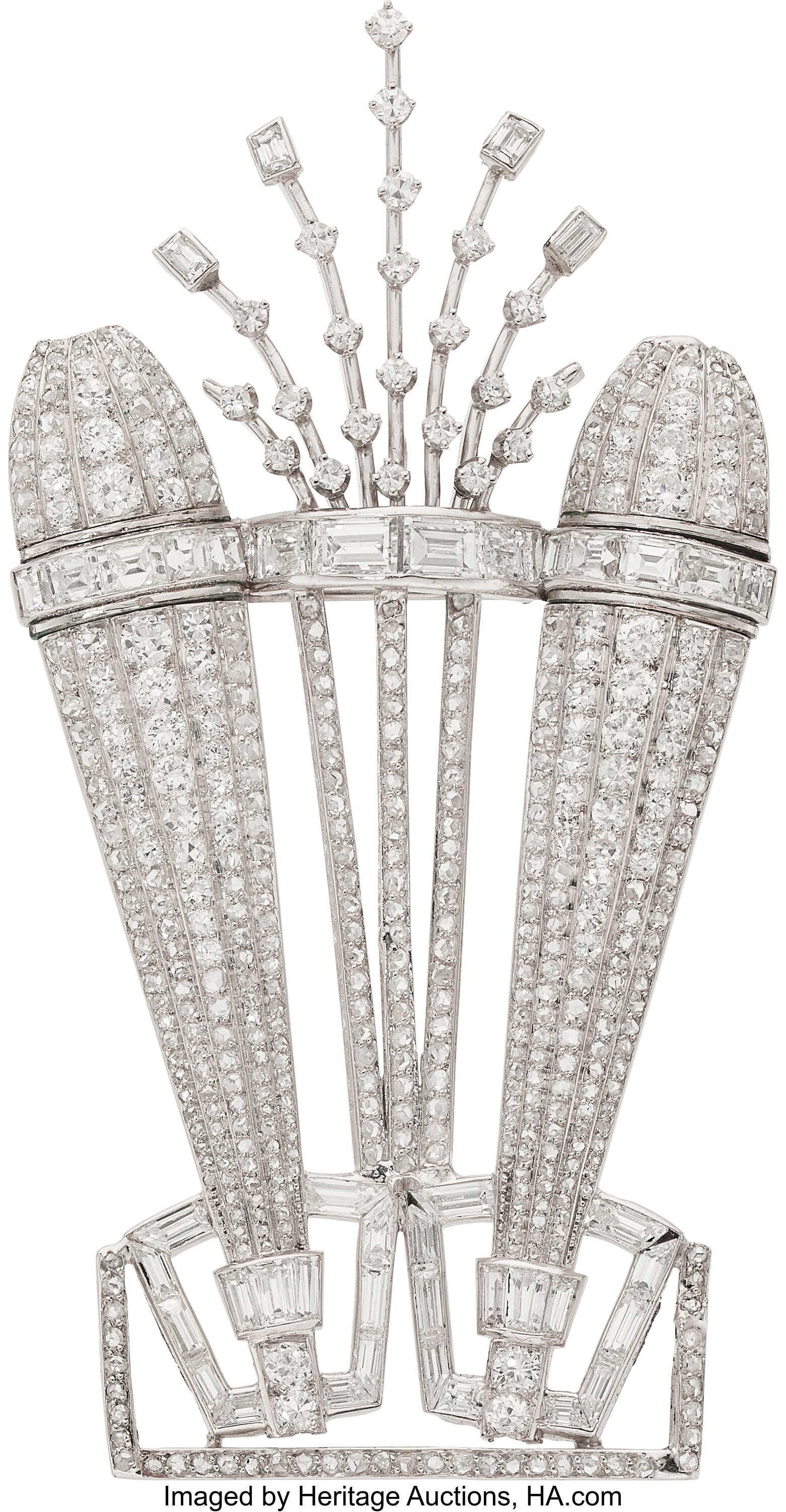 Diamond, Platinum Brooch, French Stones: Full a (1 of 4)