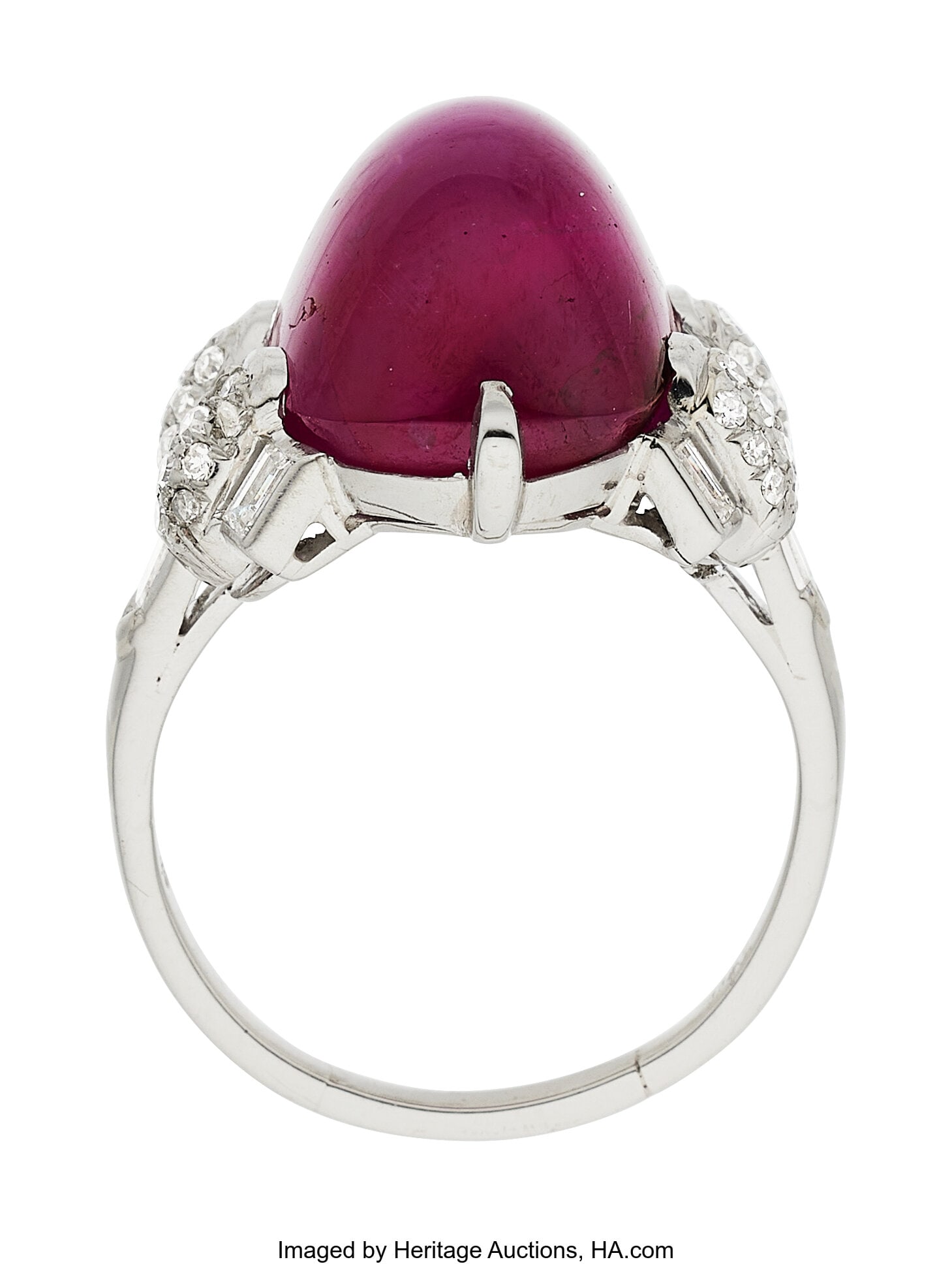 Burma Star Ruby, Diamond, Platinum Ring Stones: - 4