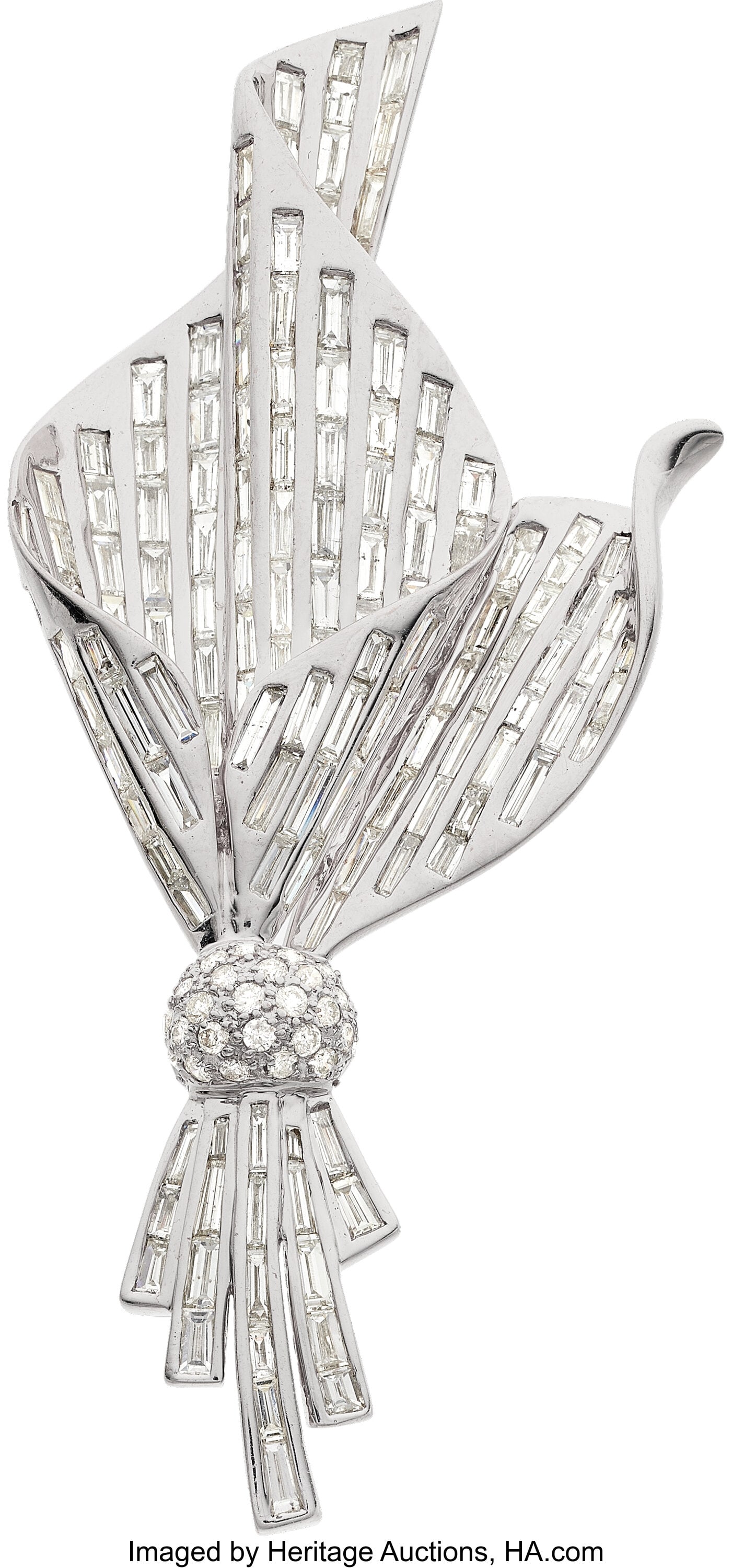 Diamond, White Gold Brooch Stones: Baguette-cut (1 of 1)