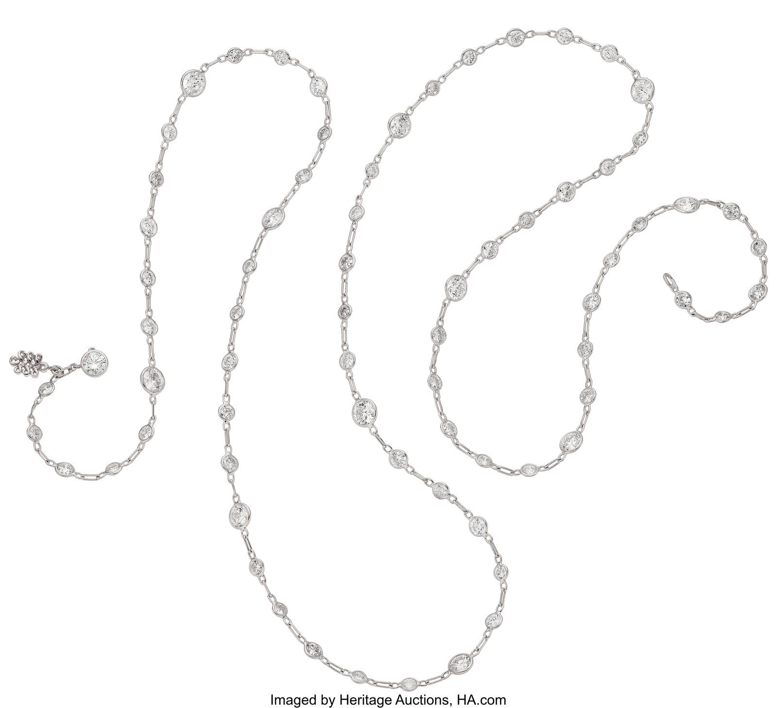 Adria de Haume Diamond, Platinum Necklace Stone: Adria de Haume Diamond, Platinum Necklace Stones: Round brilliant and full-cut diamonds weighing a total of approximately 10.25 carats Metal: Platinum Marked: for Adria 