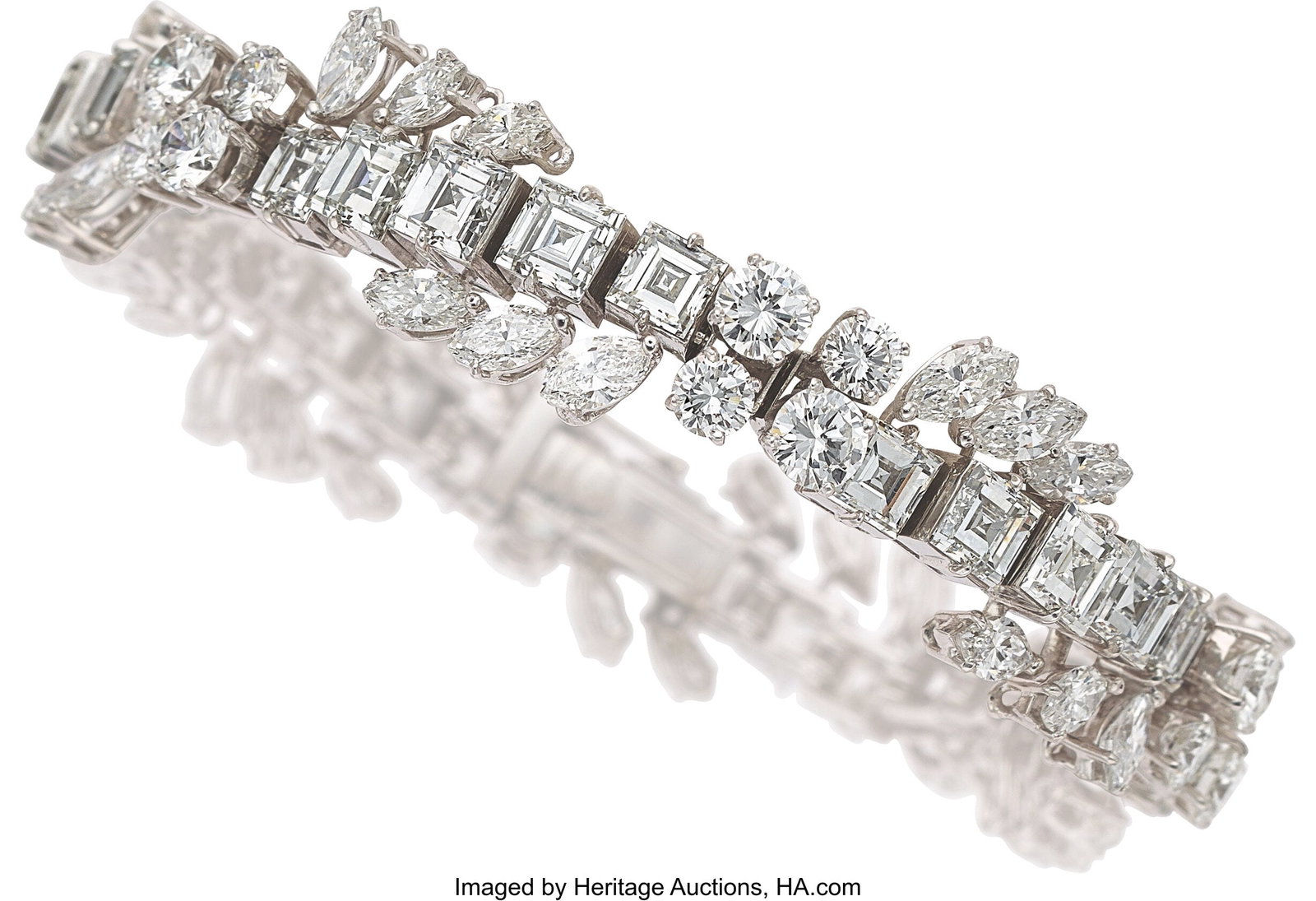 Diamond, Platinum Bracelet, French Stones: Carr (1 of 2)