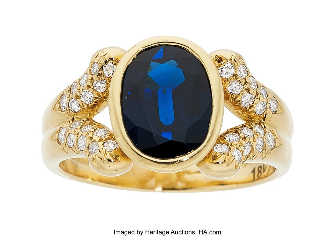 Sapphire, Diamond, Gold Ring Stones: Oval-shape (1 of 2)