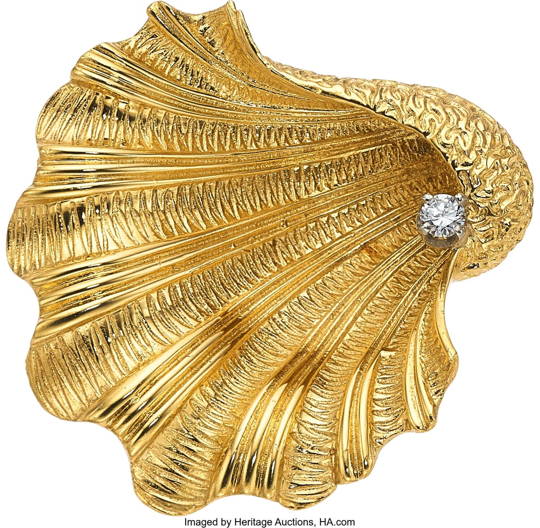 Tiffany & Co. Diamond, Gold Brooch Stones: Full: Tiffany & Co. Diamond, Gold Brooch Stones: Full-cut diamond weighing approximately 0.15 carat Metal: 18k gold Marked: Tiffany & Co. Gross Weight&co