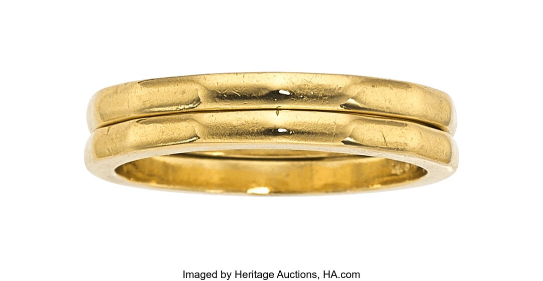 Tiffany & Co. Gold Rings Metal: 18k gold Marked: Tiffany & Co. Gold Rings Metal: 18k gold Marked: Tiffany & Co. Weight: 5.90 grams Size: 5-1/2; 6-1/4 (*sizeable) Propert