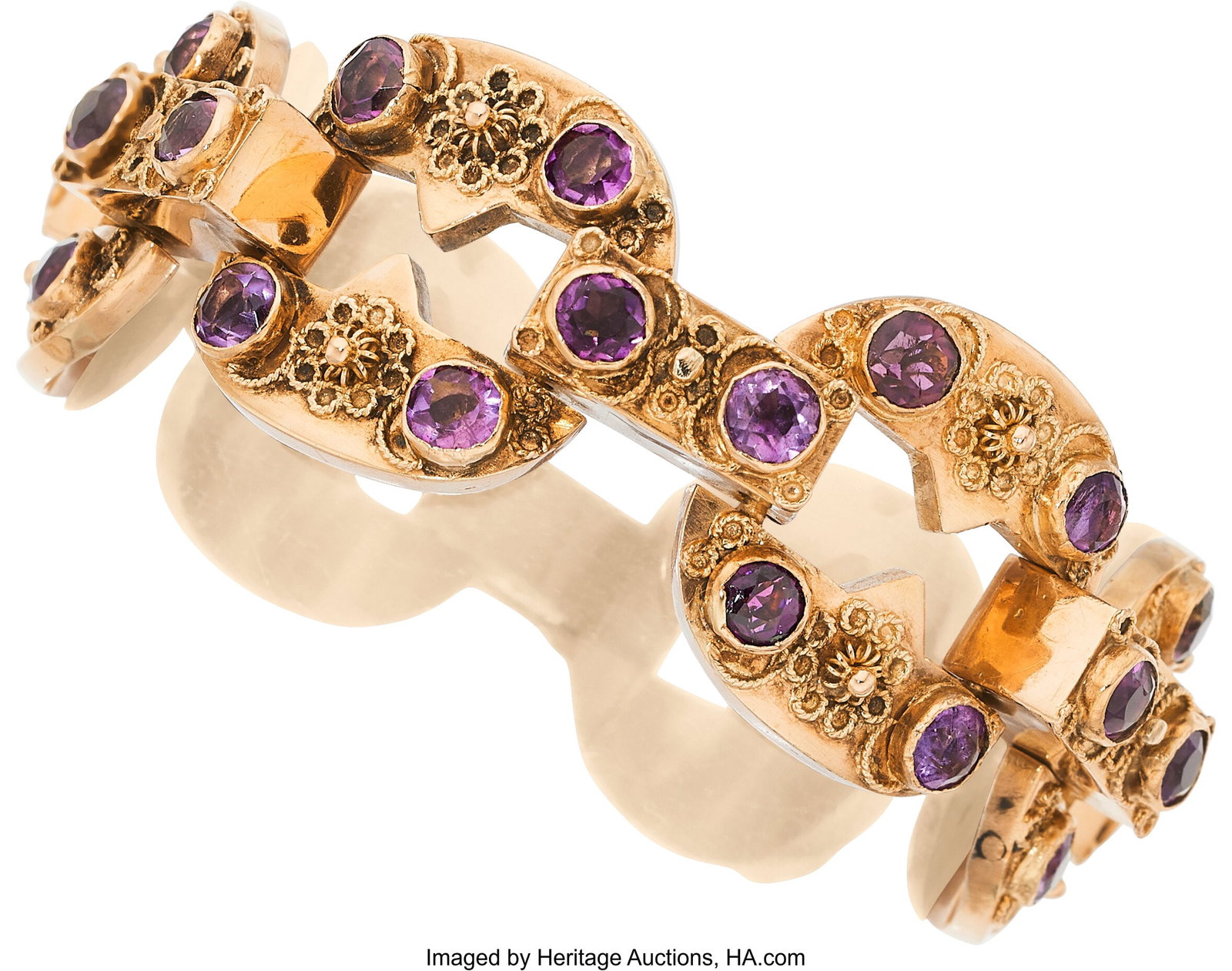 Amethyst, Gold Bracelet Stones: Round-shaped am (1 of 2)