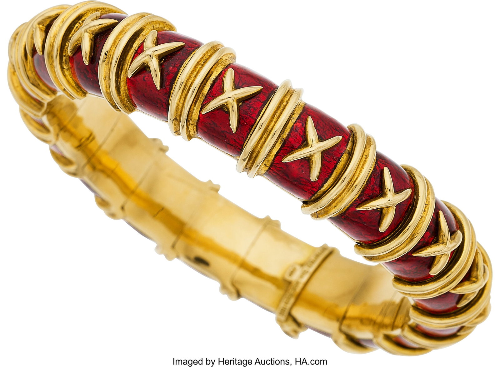 Schlumberger for Tiffany & Co. Enamel, Gold Bra: Schlumberger for Tiffany & Co. Enamel, Gold Bracelet Element: Paillonné enamel Metal: 18k gold Marked: Schlumberger for Tiffany & Co. Collection&co