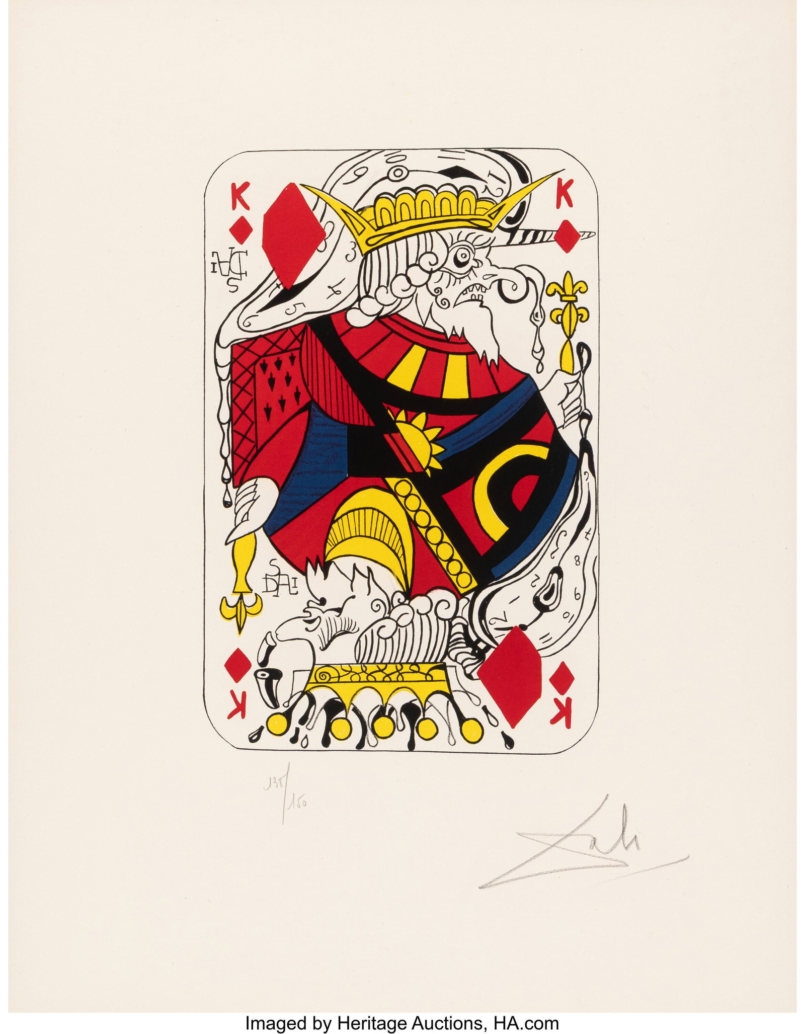 Salvador Dalí (1904-1989) King of Diamonds, fro: Salvador Dalí (1904-1989) King of Diamonds, from Playing Cards, 1972 Lithograph in colors on wove paper 24-1/2 x 19-1/2 inches (62.2 x 49.5 cm&r