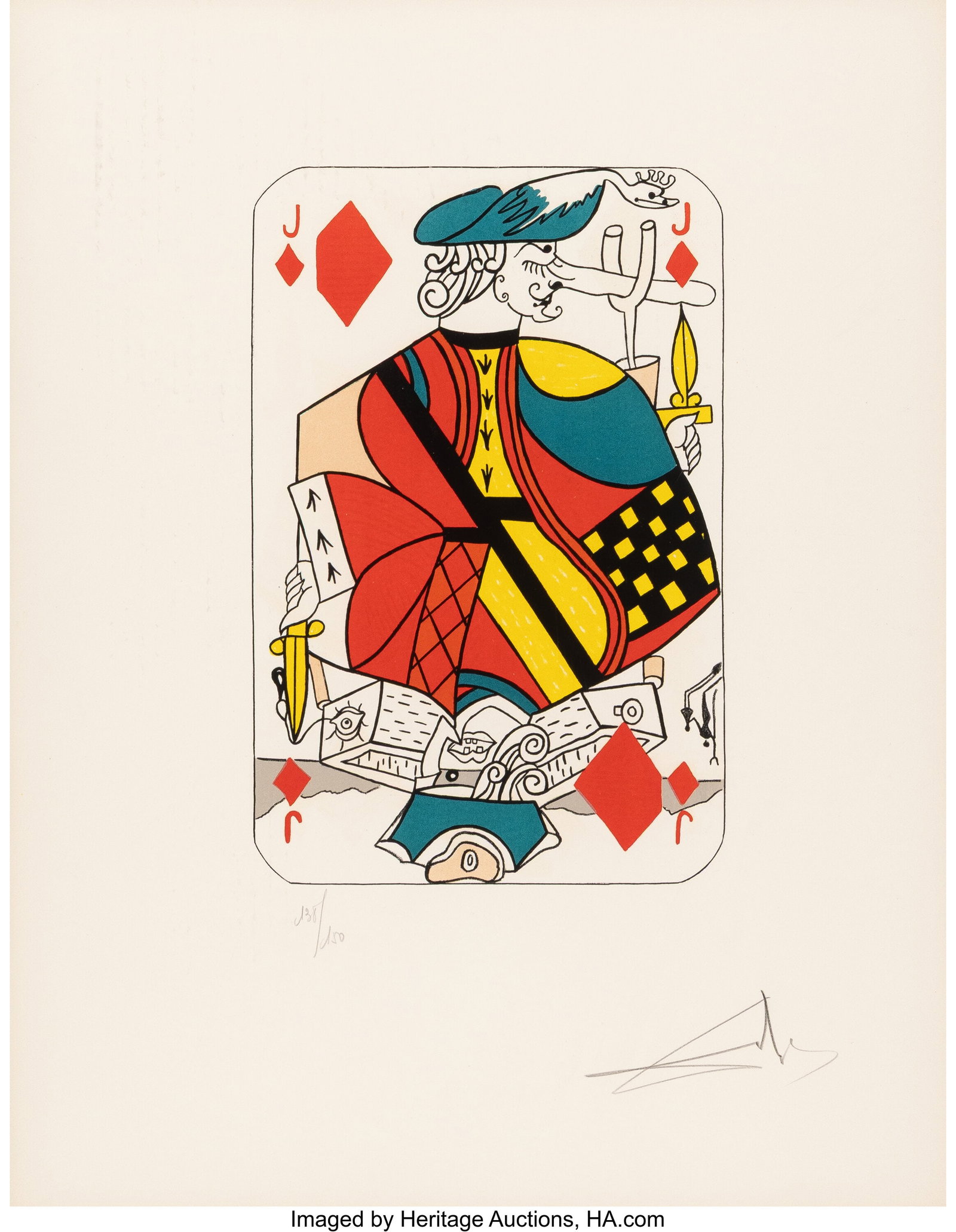 Salvador Dalí (1904-1989) Jack of Diamonds, fro: Salvador Dalí (1904-1989) Jack of Diamonds, from Playing Cards, 1972 Lithograph in colors on wove paper 24-1/2 x 19-1/2 inches (62.2 x 49.5 cm&r
