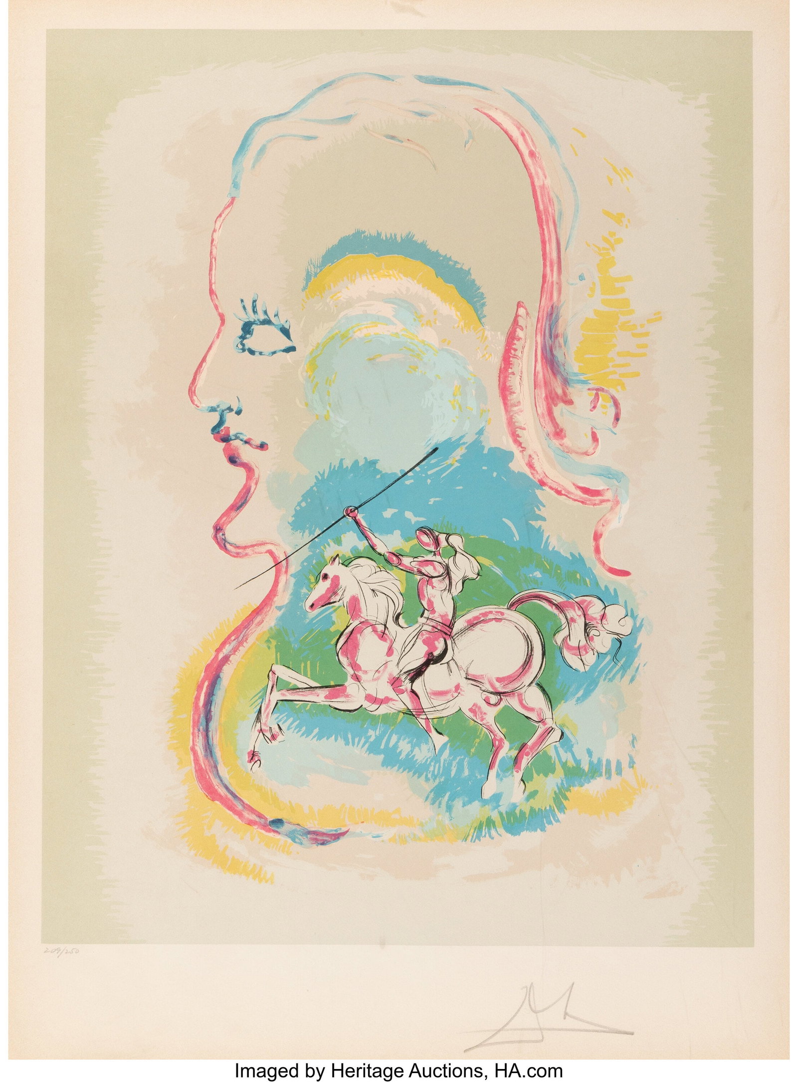 Salvador Dalí (1904-1989) Dream of a Horseman, : Salvador Dalí (1904-1989) Dream of a Horseman, 1979 Lithograph in colors on Arches paper 29-1/2 x 21-1/2 inches (74.9 x 54.6 cm) (sheet&rpar