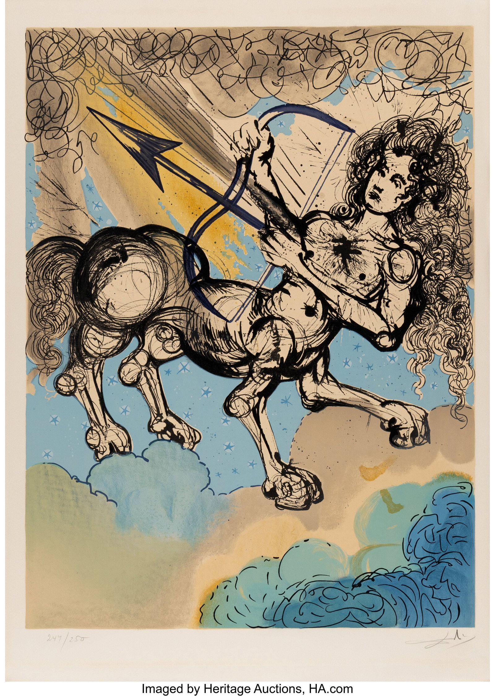 Salvador Dalí (1904-1989) Sagittarius, from Sig: Salvador Dalí (1904-1989) Sagittarius, from Signs of the Zodiac, 1967 Lithograph in colors on Arches paper 28-3/4 x 20-1/2 inches (73.0 x 52.1 c