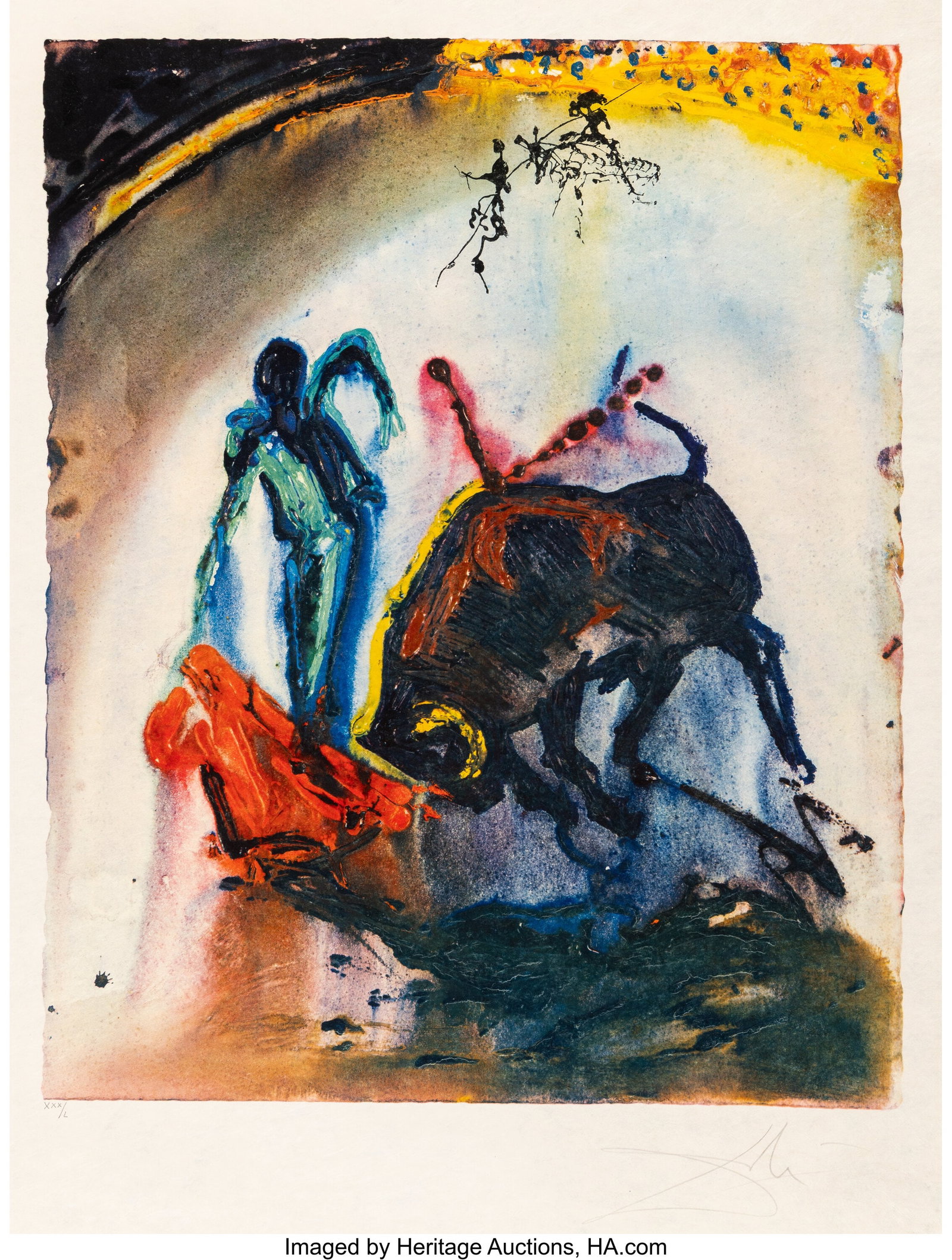 Salvador Dalí (1904-1989) Tauromachie V, 1968 L: Salvador Dalí (1904-1989) Tauromachie V, 1968 Lithograph in colors with embossing on Japon paper 29-7/8 x 22 inches (76 x 56 cm) (sheet) Ed. XXX&s