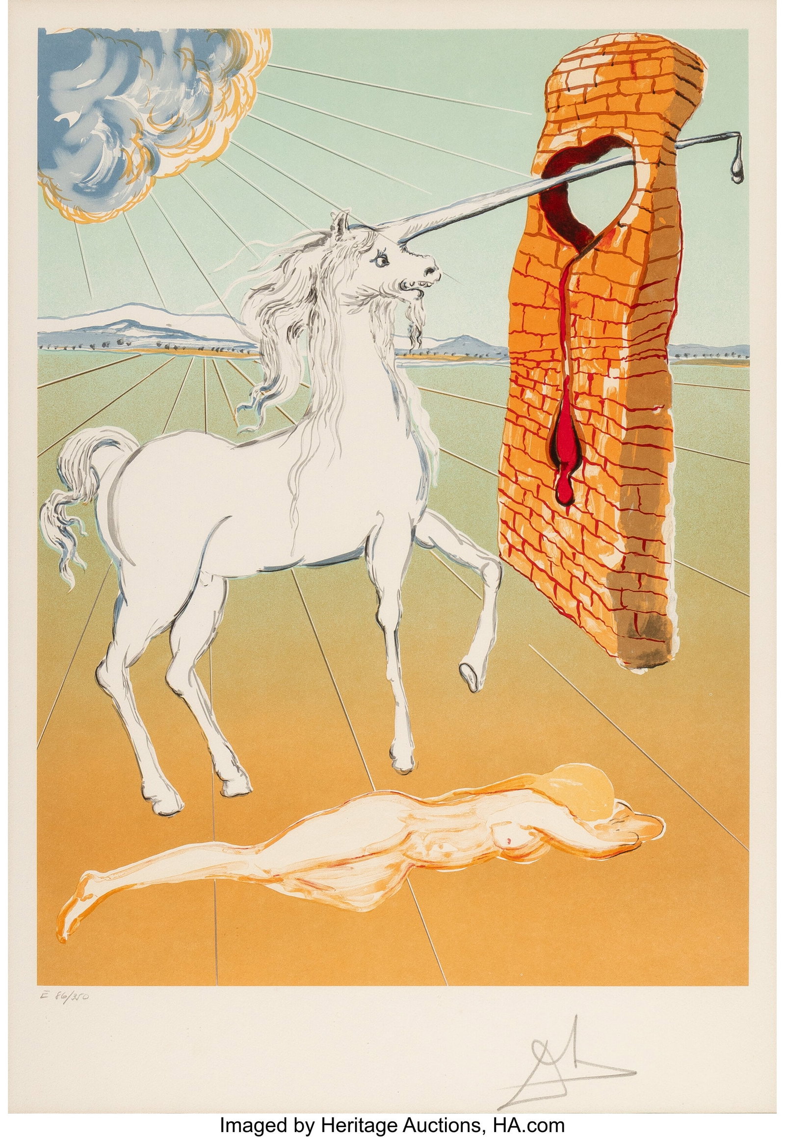Salvador Dalí (1904-1989) The Agony of Love, fr: Salvador Dalí (1904-1989) The Agony of Love, from Retrospective, 1978 Lithograph in colors on Arches paper 29-1/2 x 21-1/2 inches (74.9 x 54.6 c