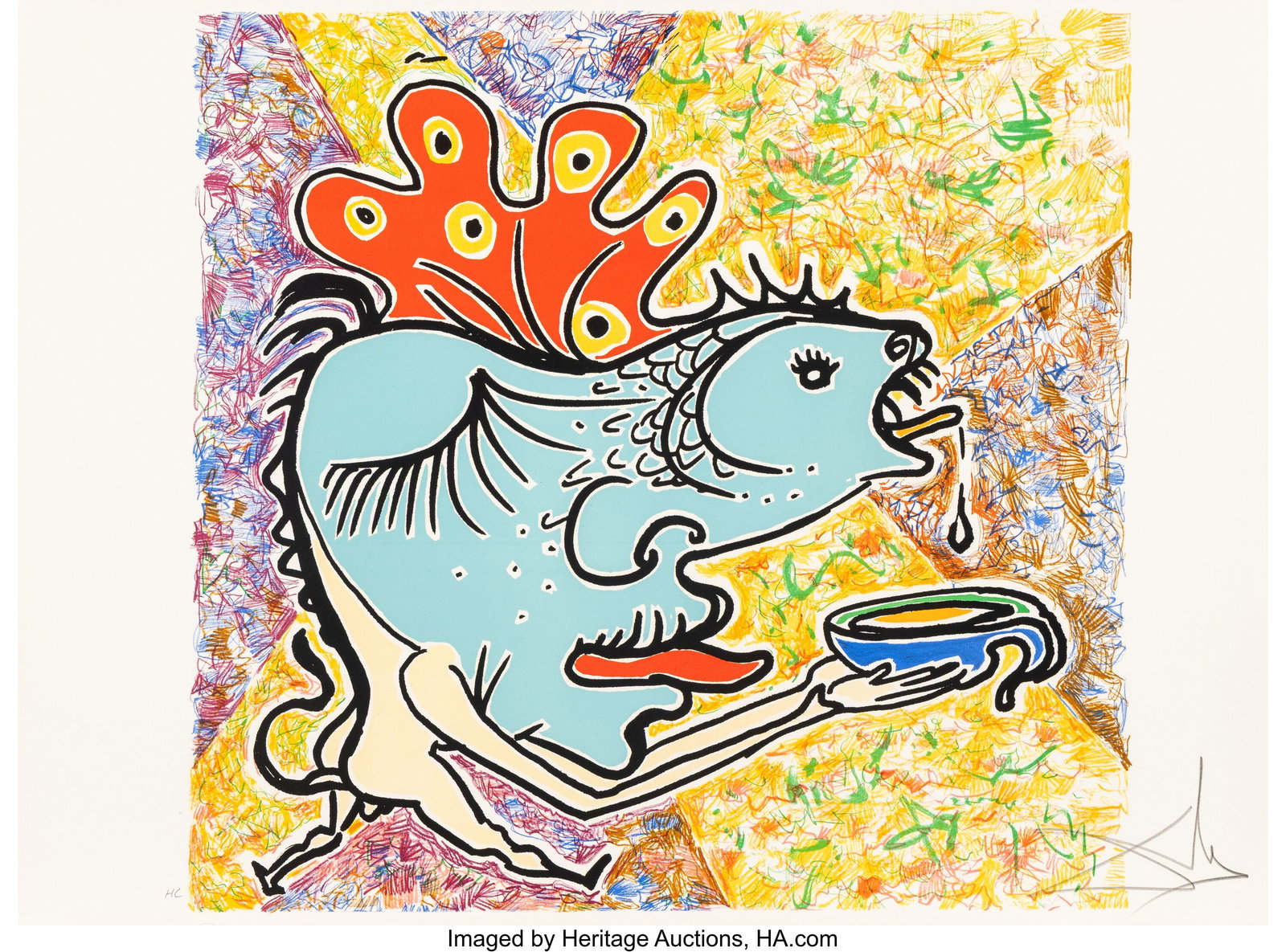 Salvador Dalí (1904-1989) Le poisson, from Le j: Salvador Dalí (1904-1989) Le poisson, from Le jungle humaine, 1976 Lithograph in colors on Arches paper 18-3/4 x 25 inches (47.6 x 63.5 cm) &lp