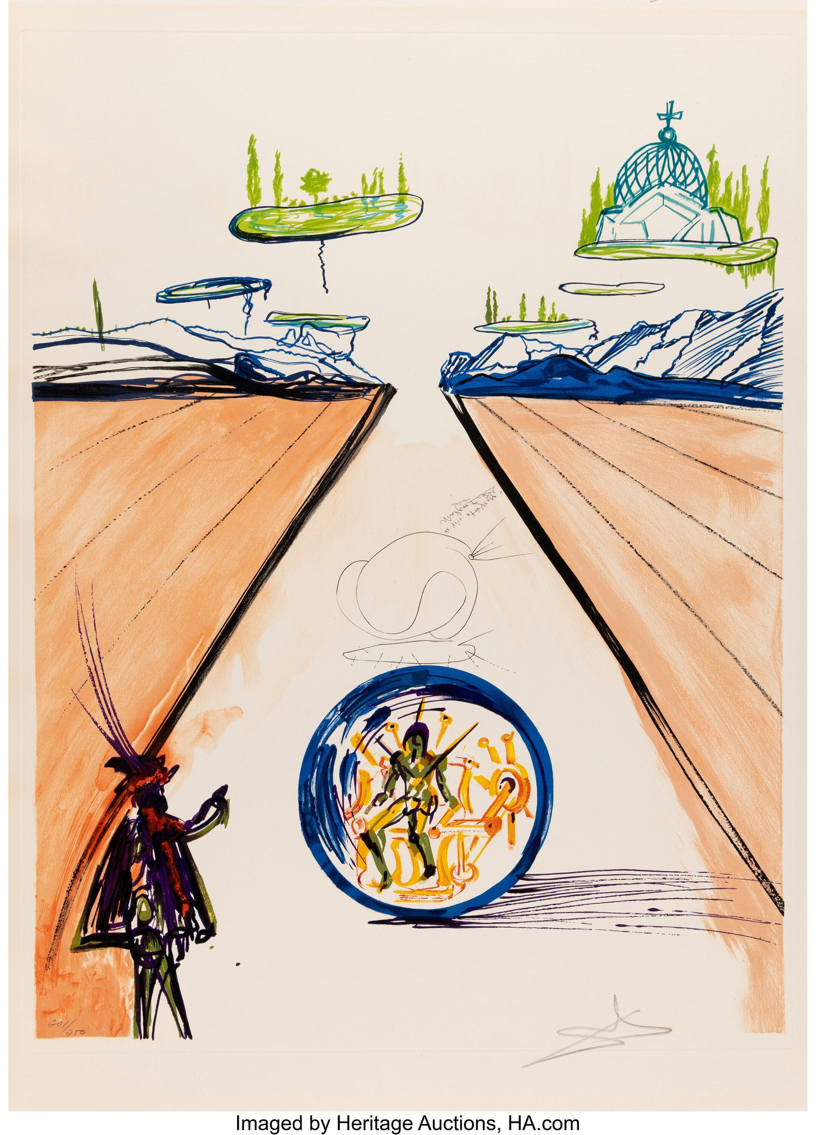Salvador Dalí (1904-1989) Intra-Uterine Paradis: Salvador Dalí (1904-1989) Intra-Uterine Paradisiac Locomotion, from Imaginations and Objects of the Future, 1975 Lithograph in colors with etching on Arches paper 30-1&sol