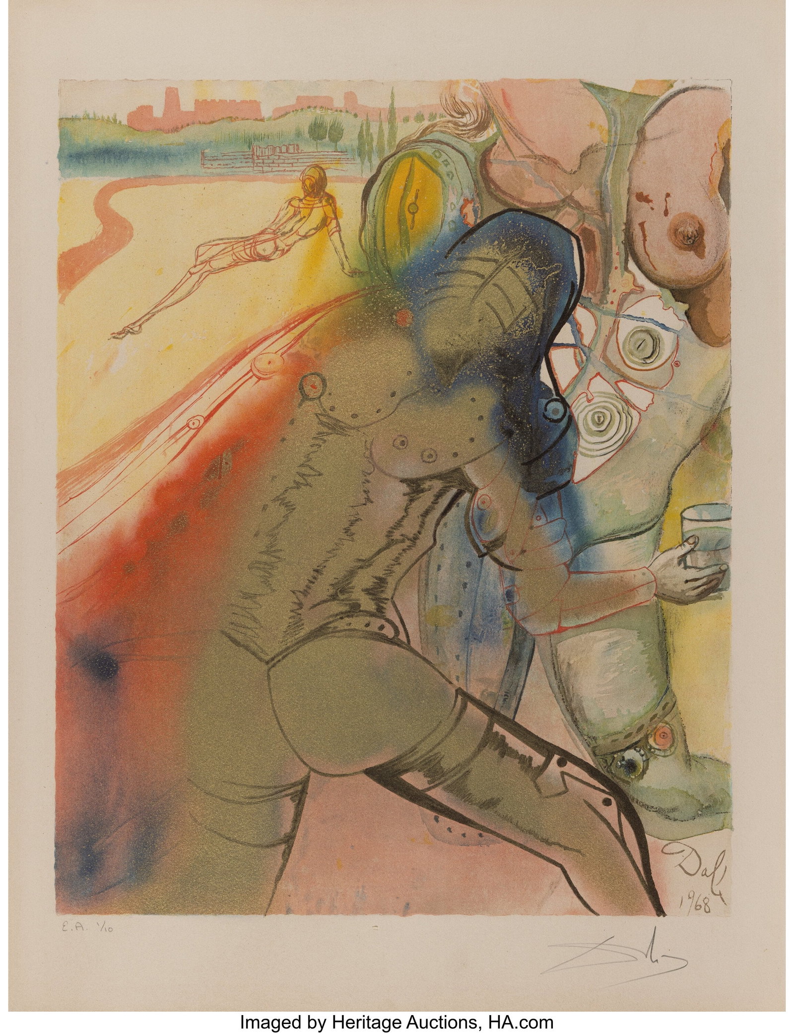 Salvador Dalí (1904-1989) The Death of Clorinda: Salvador Dalí (1904-1989) The Death of Clorinda, from The Marquis de Sade, 1969 Lithograph in colors on wove paper 25-1/4 x 19-3/4 inches (64.1 x 50&pe