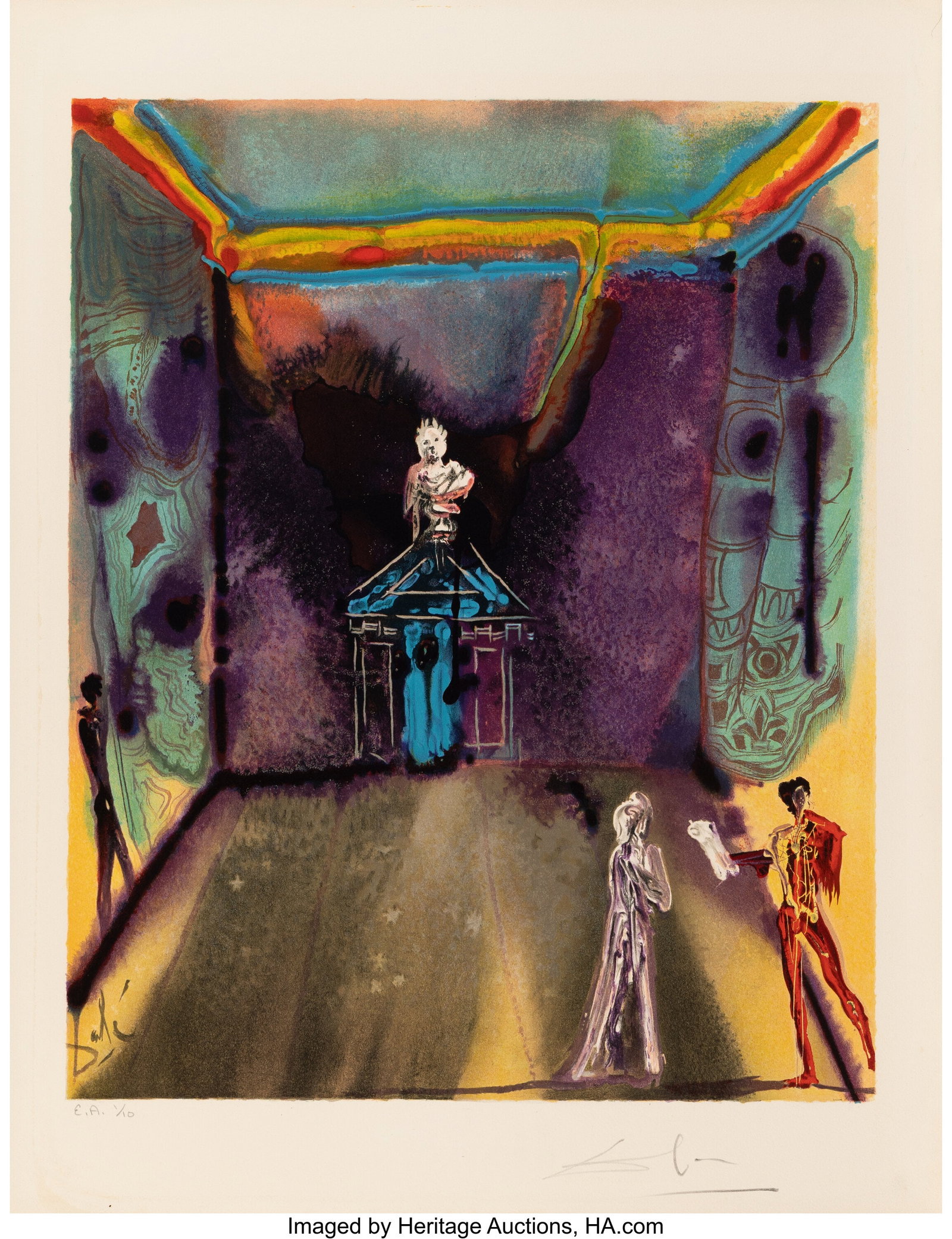 Salvador Dalí (1904-1989) Panorama: The Siege o: Salvador Dalí (1904-1989) Panorama: The Siege of Jerusalem, from The Marquis de Sade, 1969 Lithograph in colors on wove paper 25-5/8 x 19-5/8 inches (65
