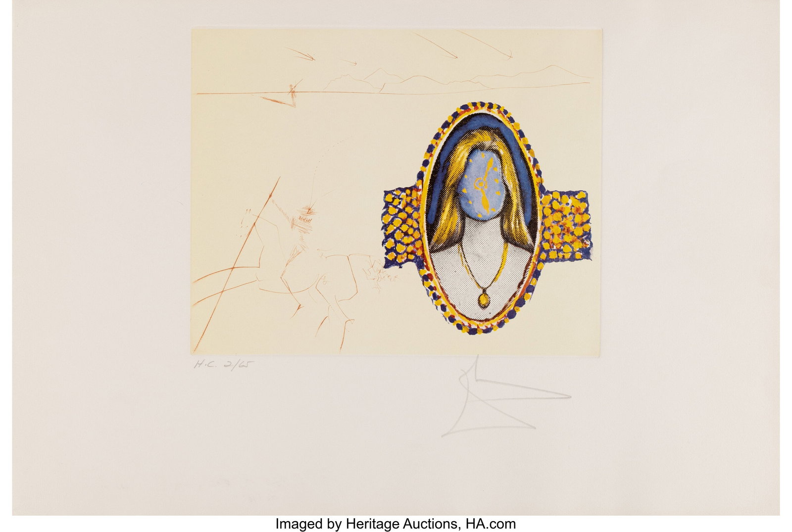 Salvador Dalí (1904-1989) Vigors of Youth, from: Salvador Dalí (1904-1989) Vigors of Youth, from The Cycles of Life, 1977 Photolithograph in colors with etching on Arches paper 14-3/4 x 21-3/4 inches (37&per