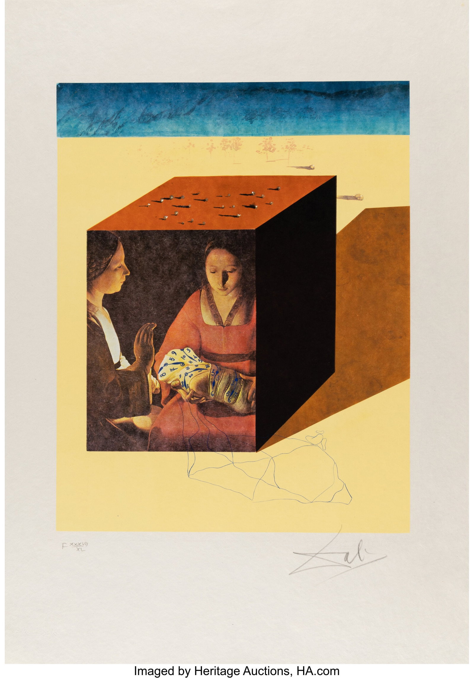 Salvador Dalí (1904-1989) Caring for a Surreali: Salvador Dalí (1904-1989) Caring for a Surrealist Watch, from Memories of Surrealism, 1971 Photolithograph with etching in colors on Japon paper 30 x 21 inches (76&pe